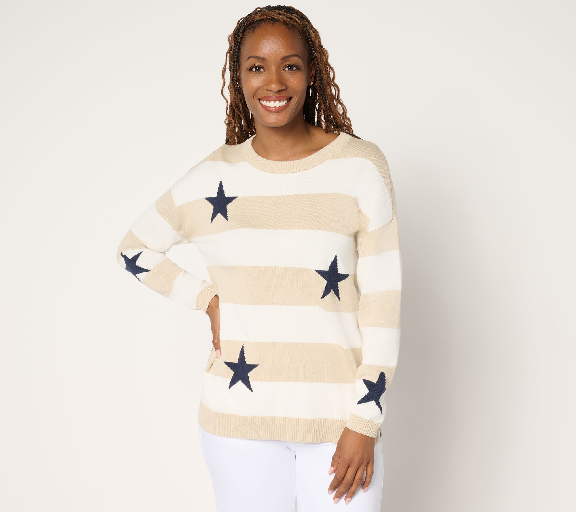 "As Is" Belle by Kim Gravel Sunkissed Striped Motif Sweater