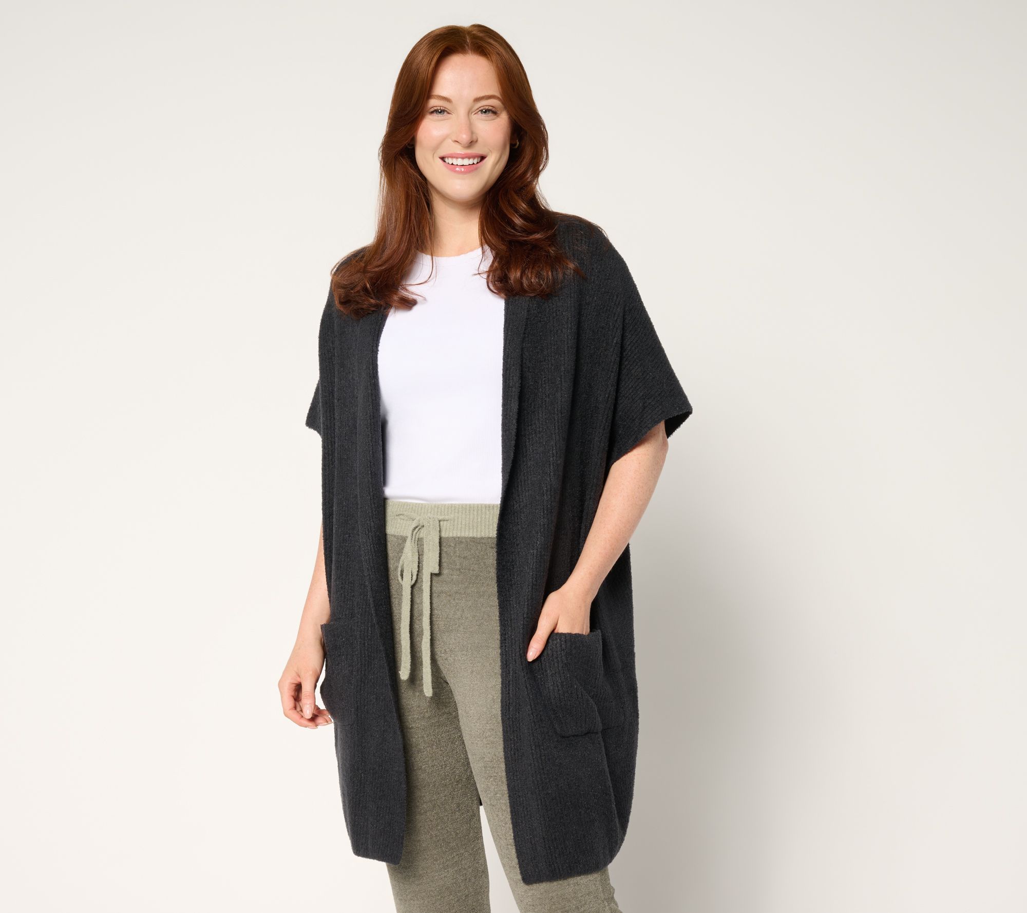 "As Is" Barefoot Dreams CozyChic Lite Ribbed Shawl Collar Wrap