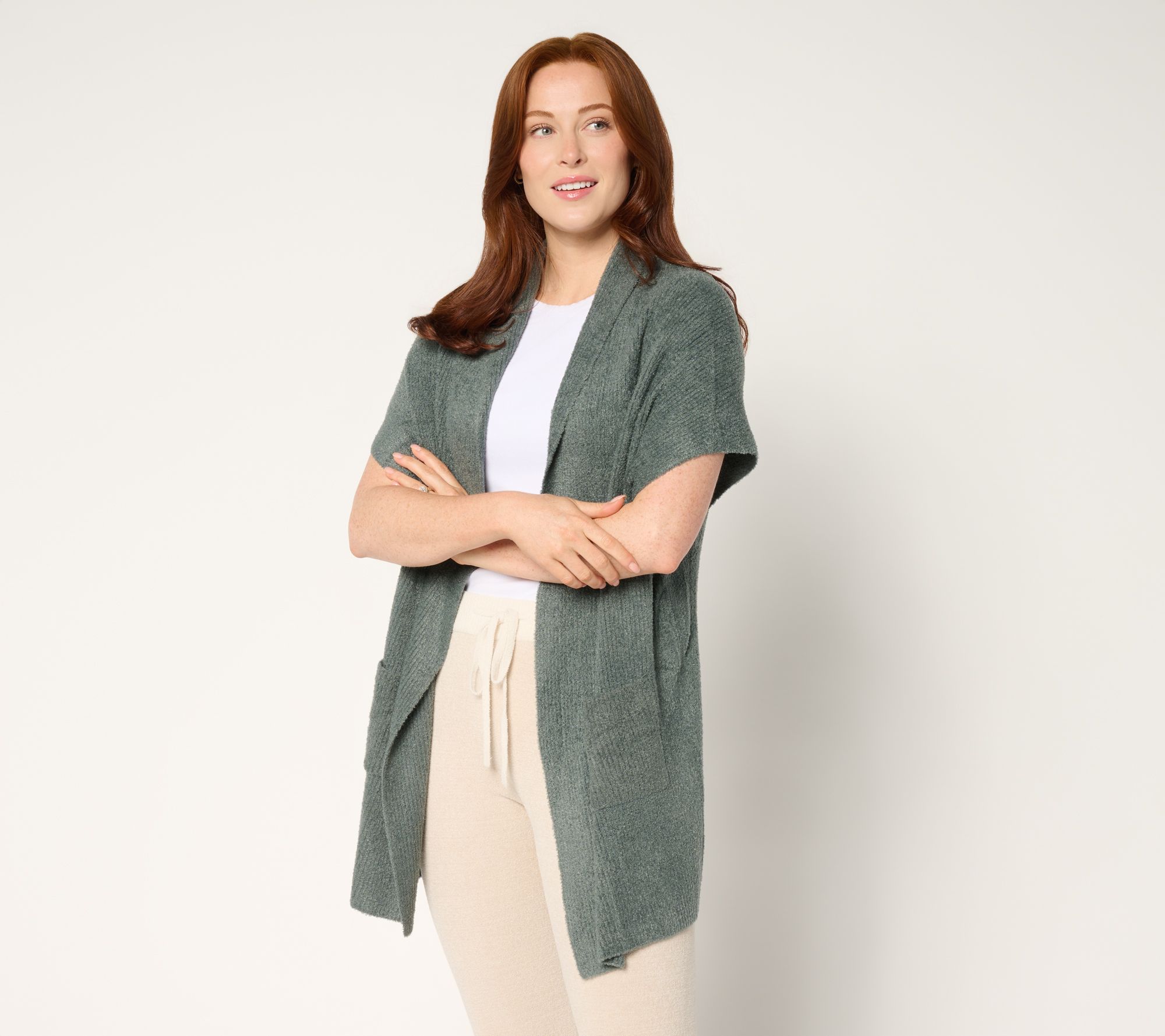 "As Is" Barefoot Dreams CozyChic Lite Ribbed Shawl Collar Wrap