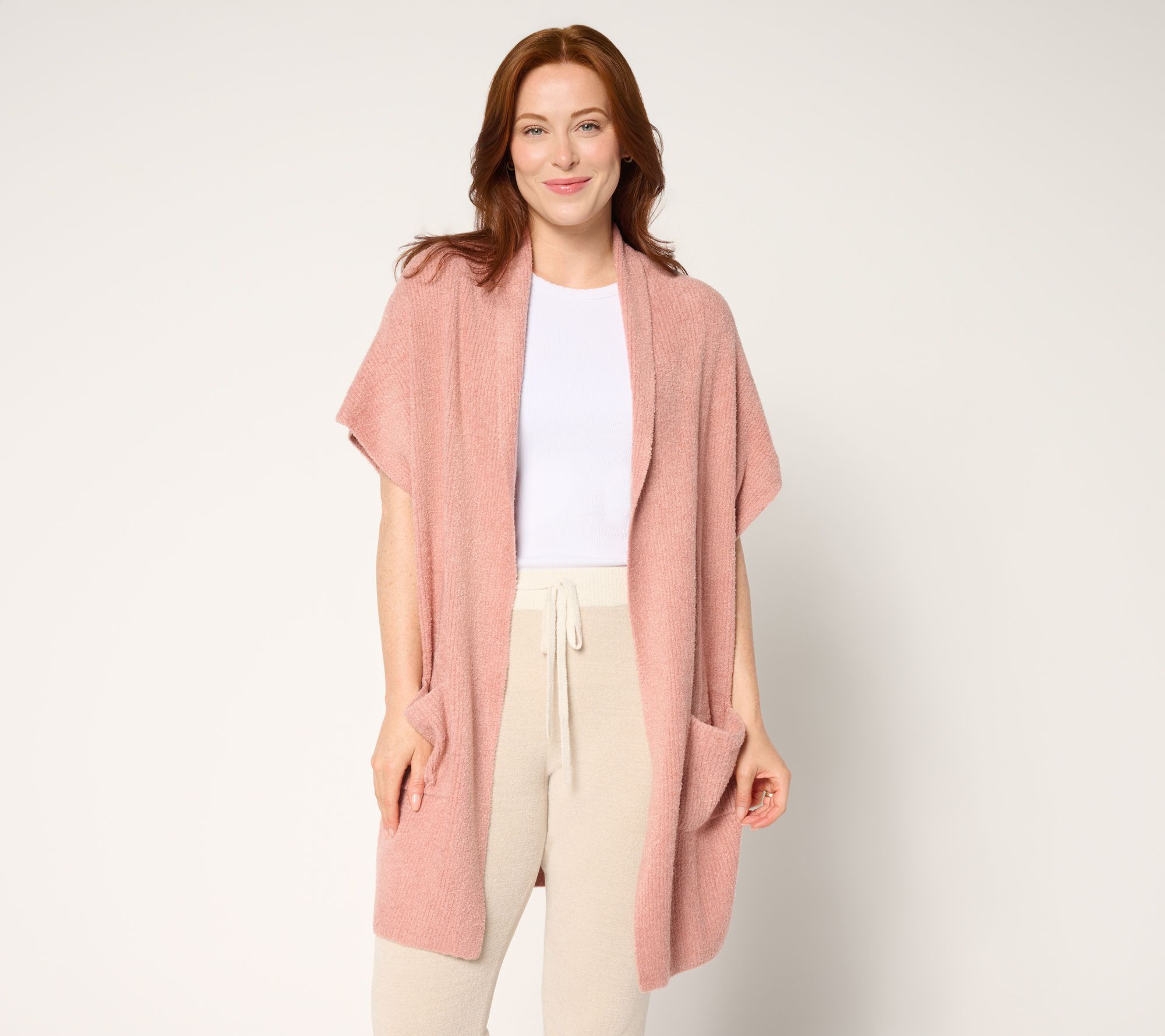 "As Is" Barefoot Dreams CozyChic Lite Ribbed Shawl Collar Wrap