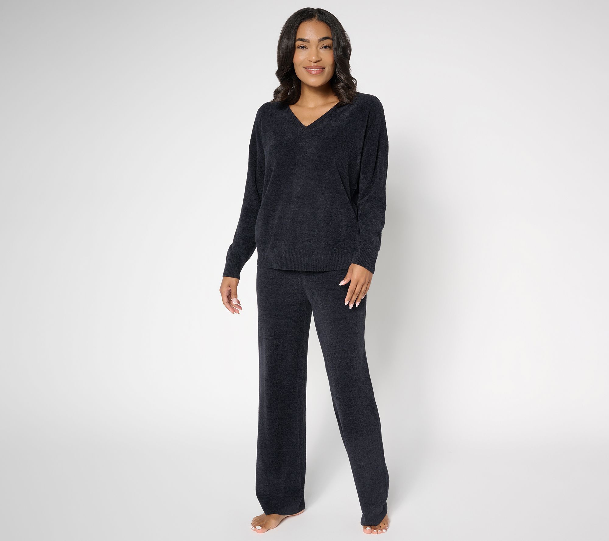 "As Is" Barefoot Dreams Reg. Ultra V-Neck Pullover & Wide Leg Pant