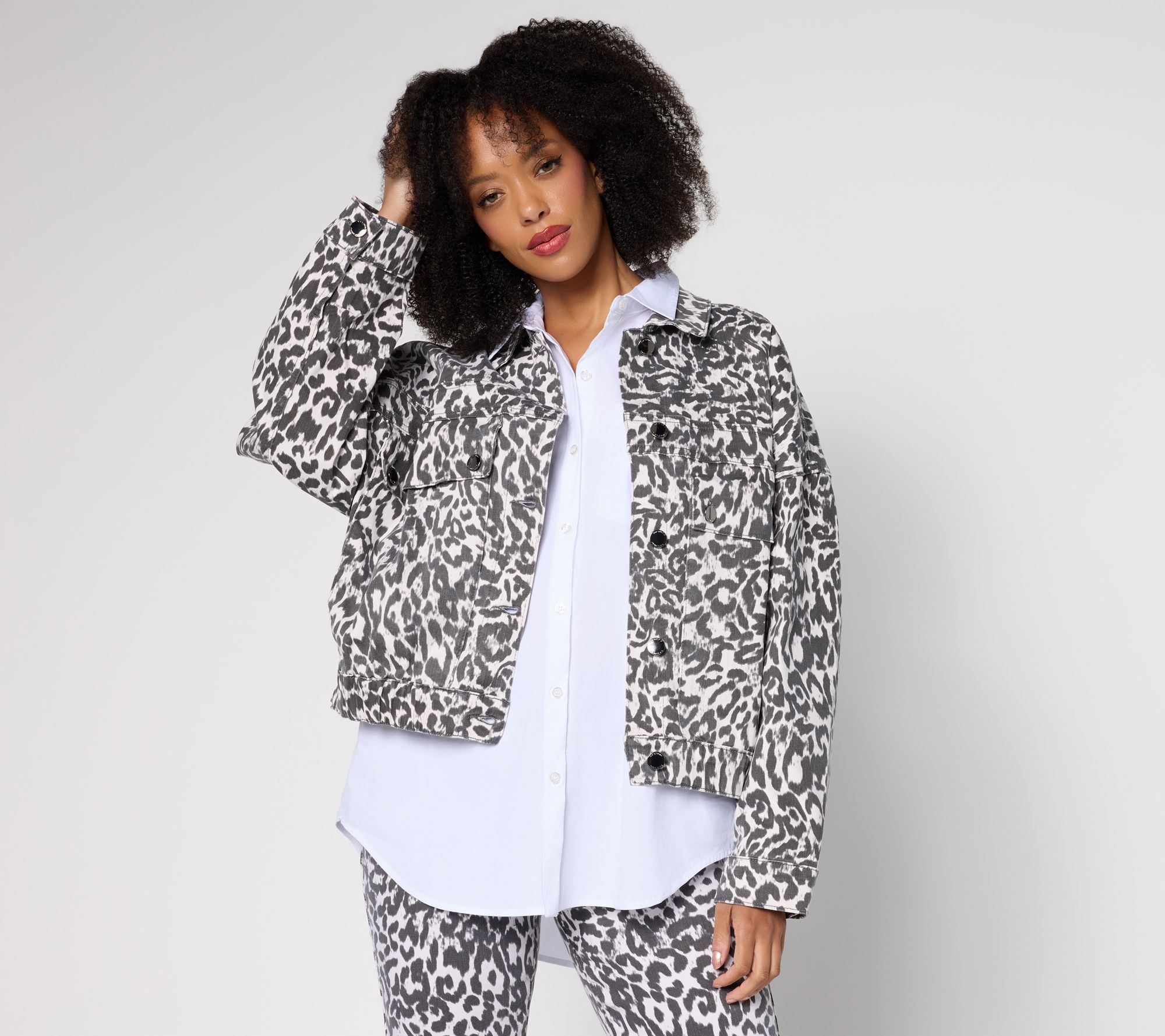 "As Is" RM Studio x Rebecca Minkoff Animal Print Denim Jacket