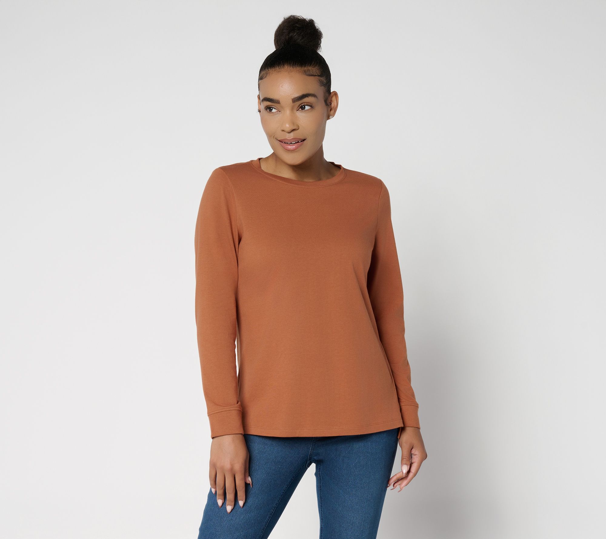 "As Is" Denim & Co. Essentials Perfect Jersey Crew Neck Top