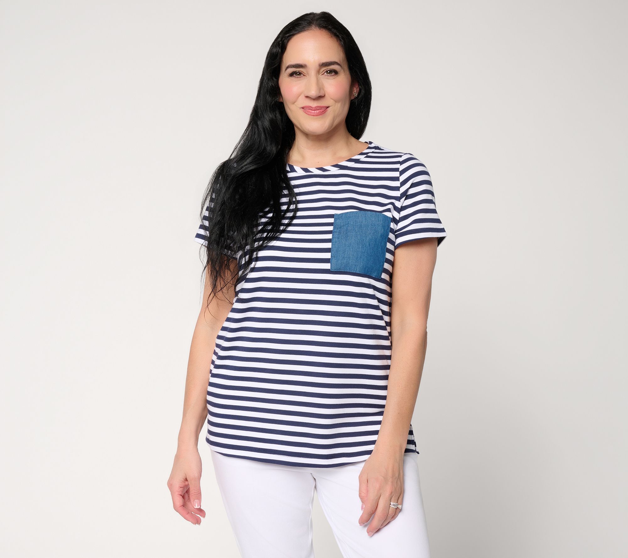  Liberty Belles by Kim Gravel TripleLuxe Knit Denim Pocket Top