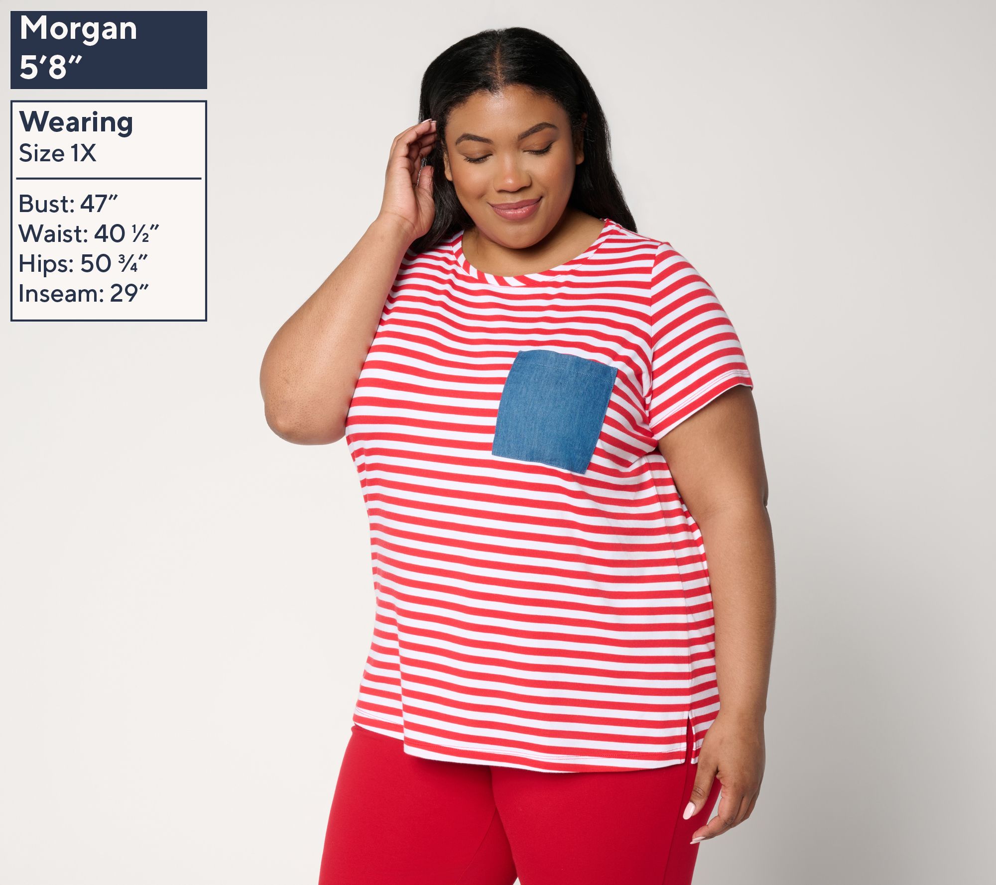 Liberty Belles by Kim Gravel TripleLuxe Knit Denim Pocket Top