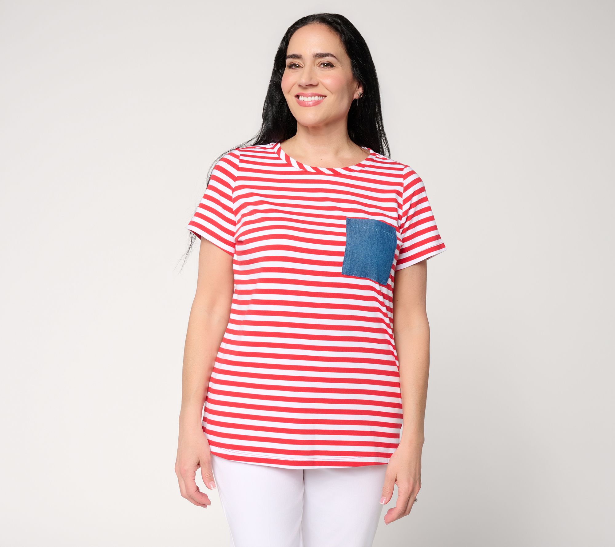 Liberty Belles by Kim Gravel TripleLuxe Knit Denim Pocket Top