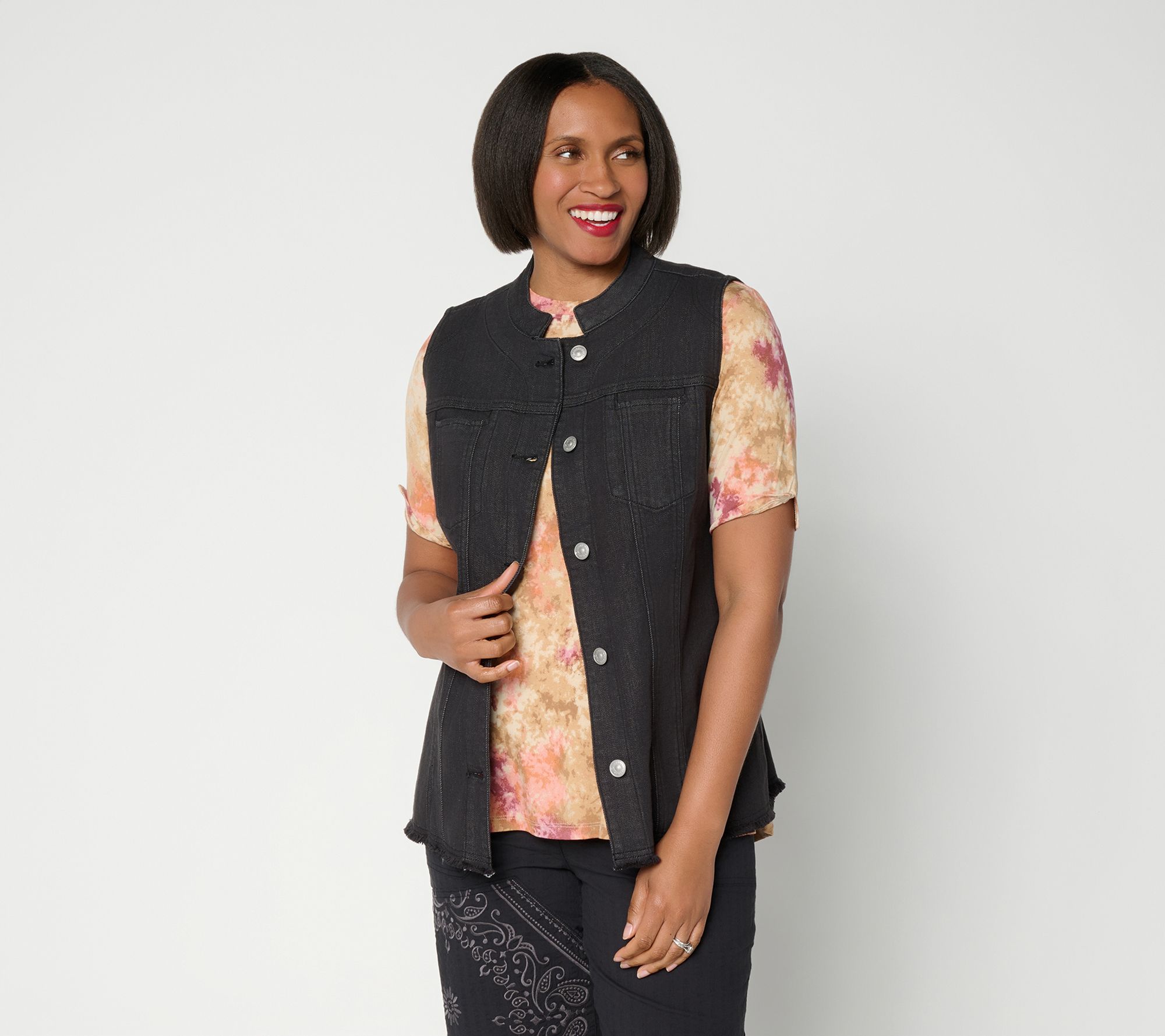 LOGO by Lori Goldstein Sleeveless Denim Vest