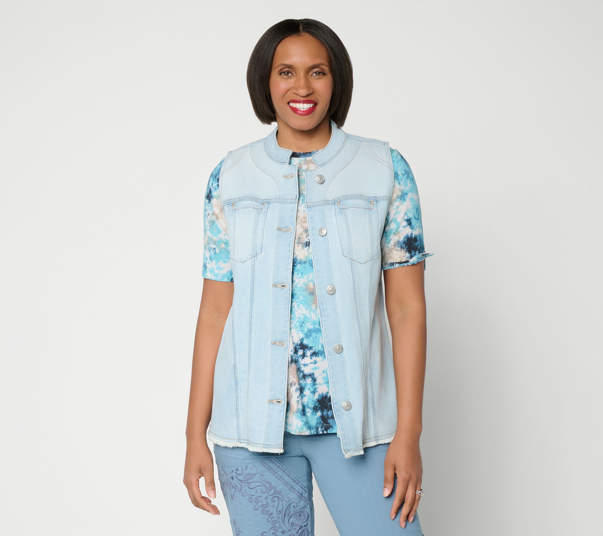 LOGO by Lori Goldstein Sleeveless Denim Vest