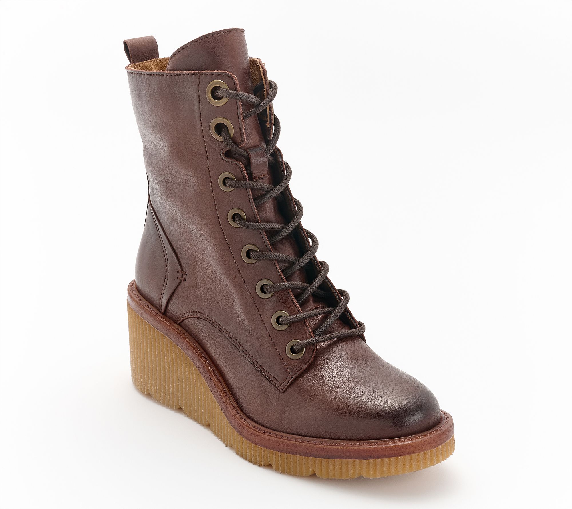 "As Is" Miz Mooz Leather Lace-Up Wedge Boots - Adrienn