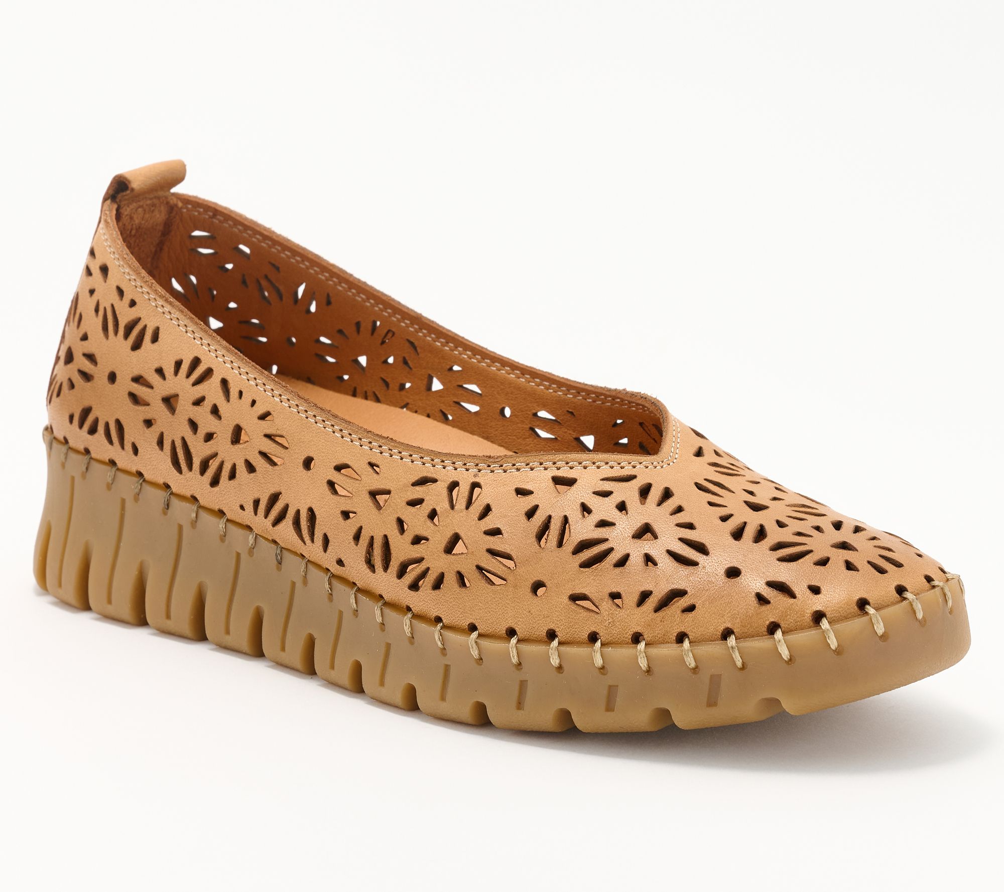 Spring Step Leather Perforated Slip-Ons - Carosa