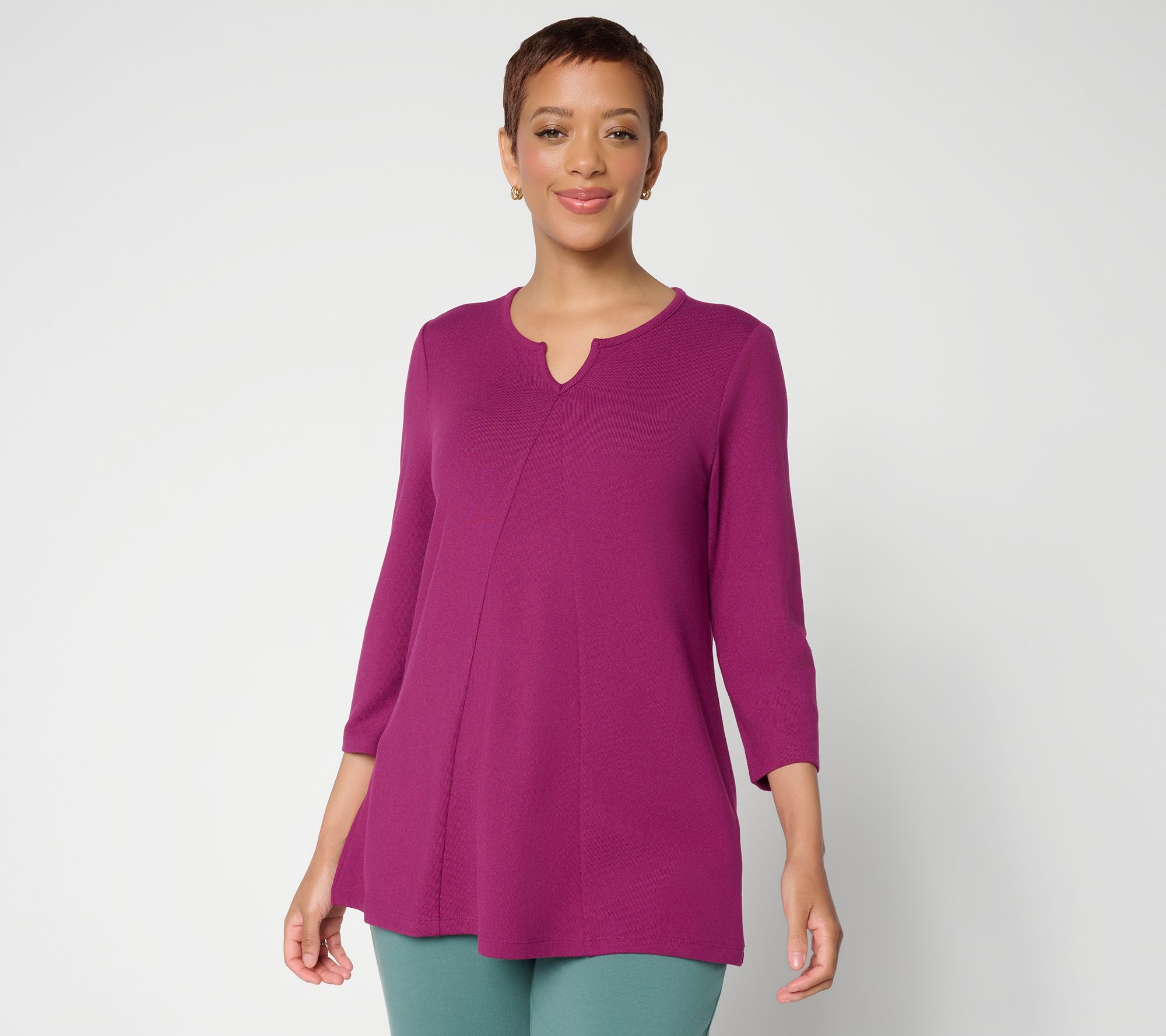 Denim & Co. Essentials Petite Heavenly Jersey Swing Tunic