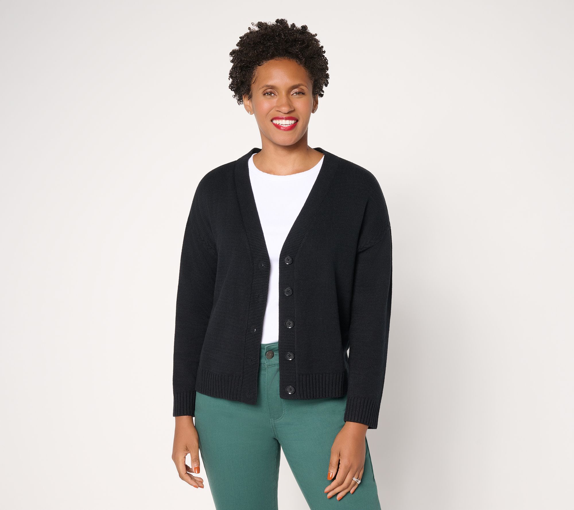 "As Is" Peace Love World Braid Trim Circle Hem Cardigan