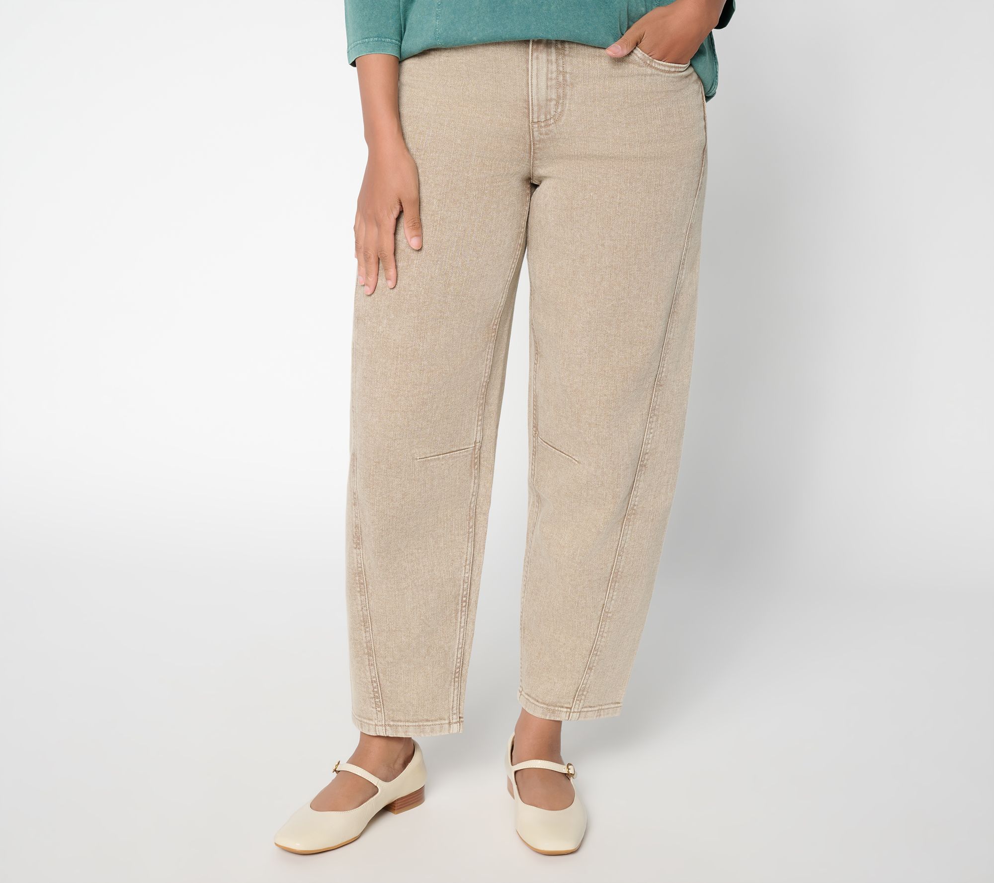 LOGO by Lori Goldstein Regular Colored 5-Pocket Barrel Ankle Jeans