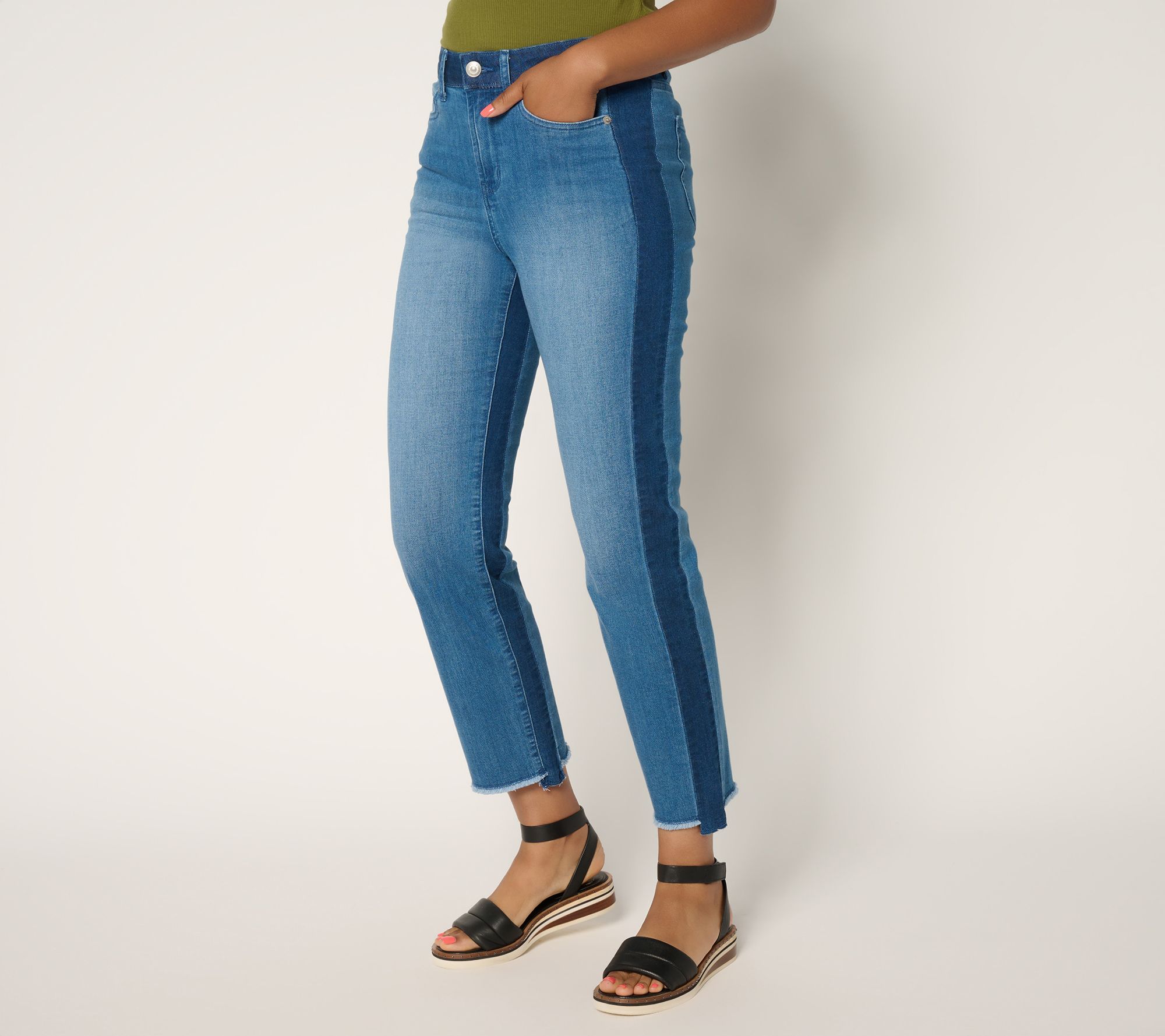 "As Is" LOGO by Lori Goldstein Reg Indigo Straight Leg Ankle Jeans