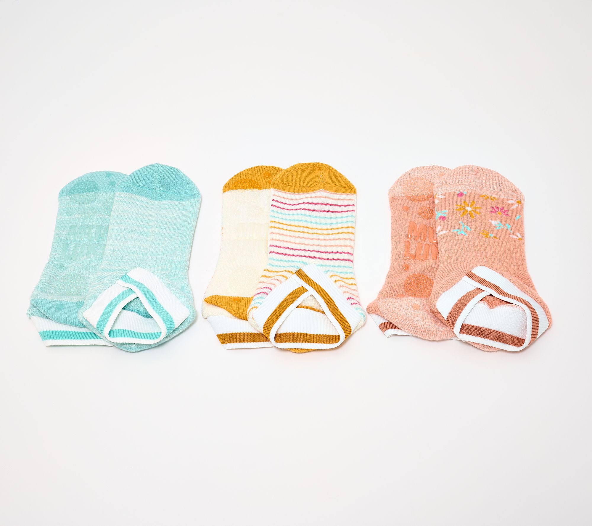 "As Is" MUK LUKS Set of 3 Studio Socks with Grippers