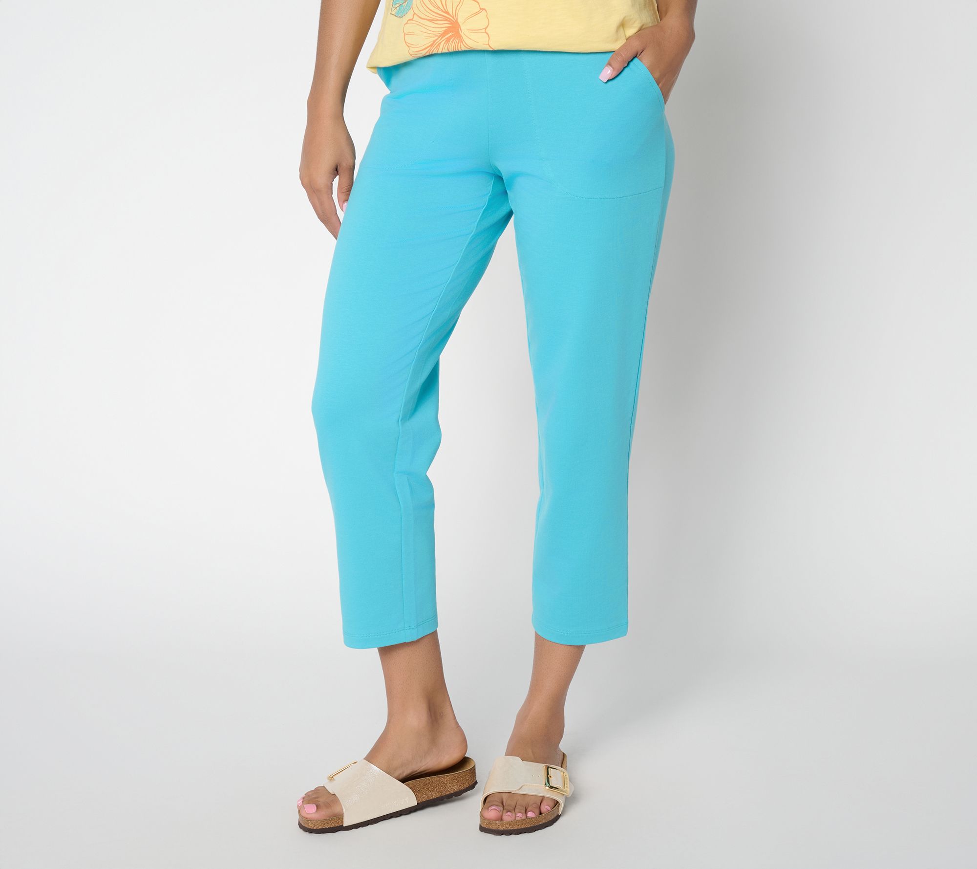 "As Is" Denim & Co. Regular EasyWear French Terry Straight Leg Crop Pants