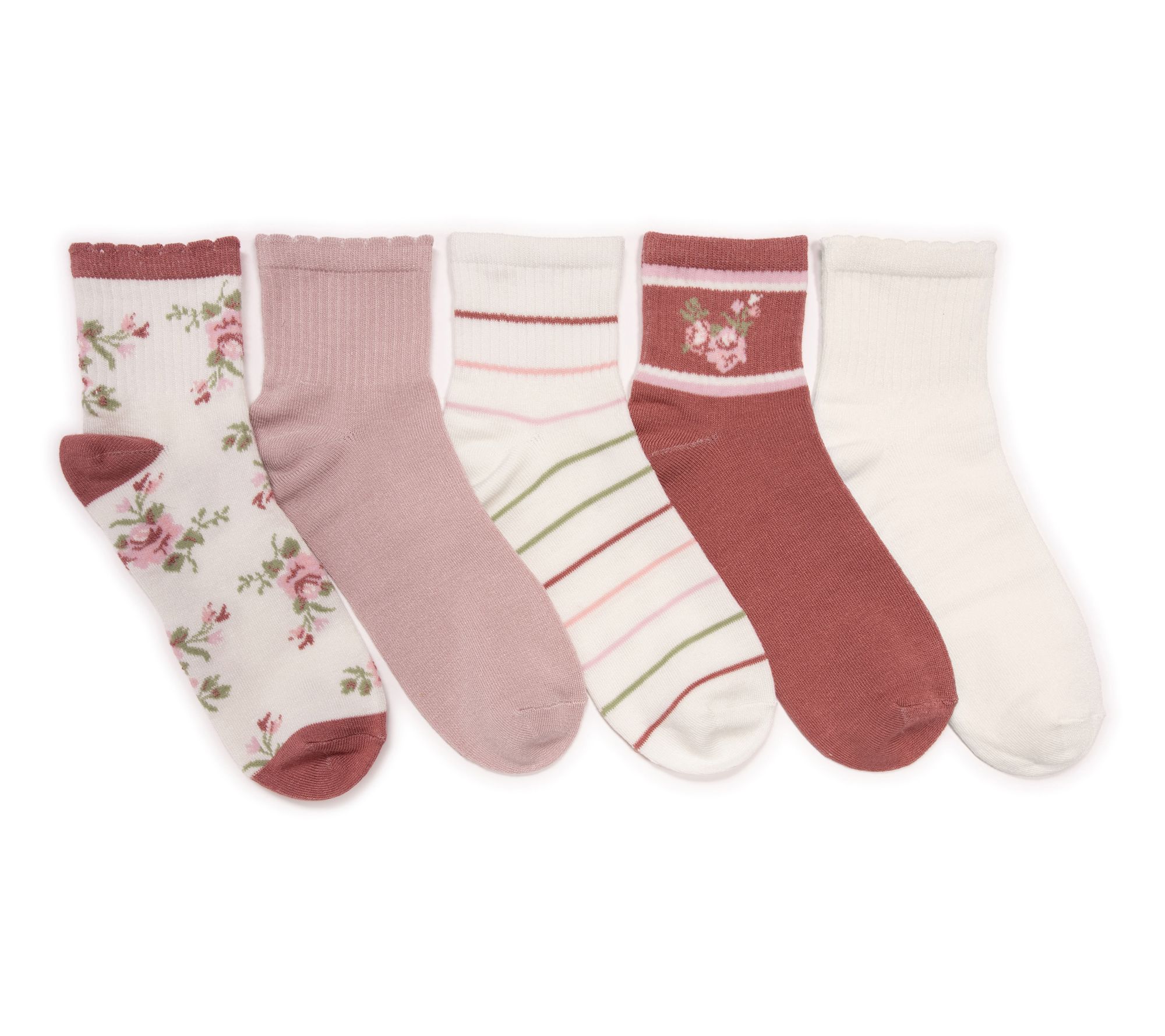 MUK LUKS Quarter Crew Novelty Socks 5 Pack