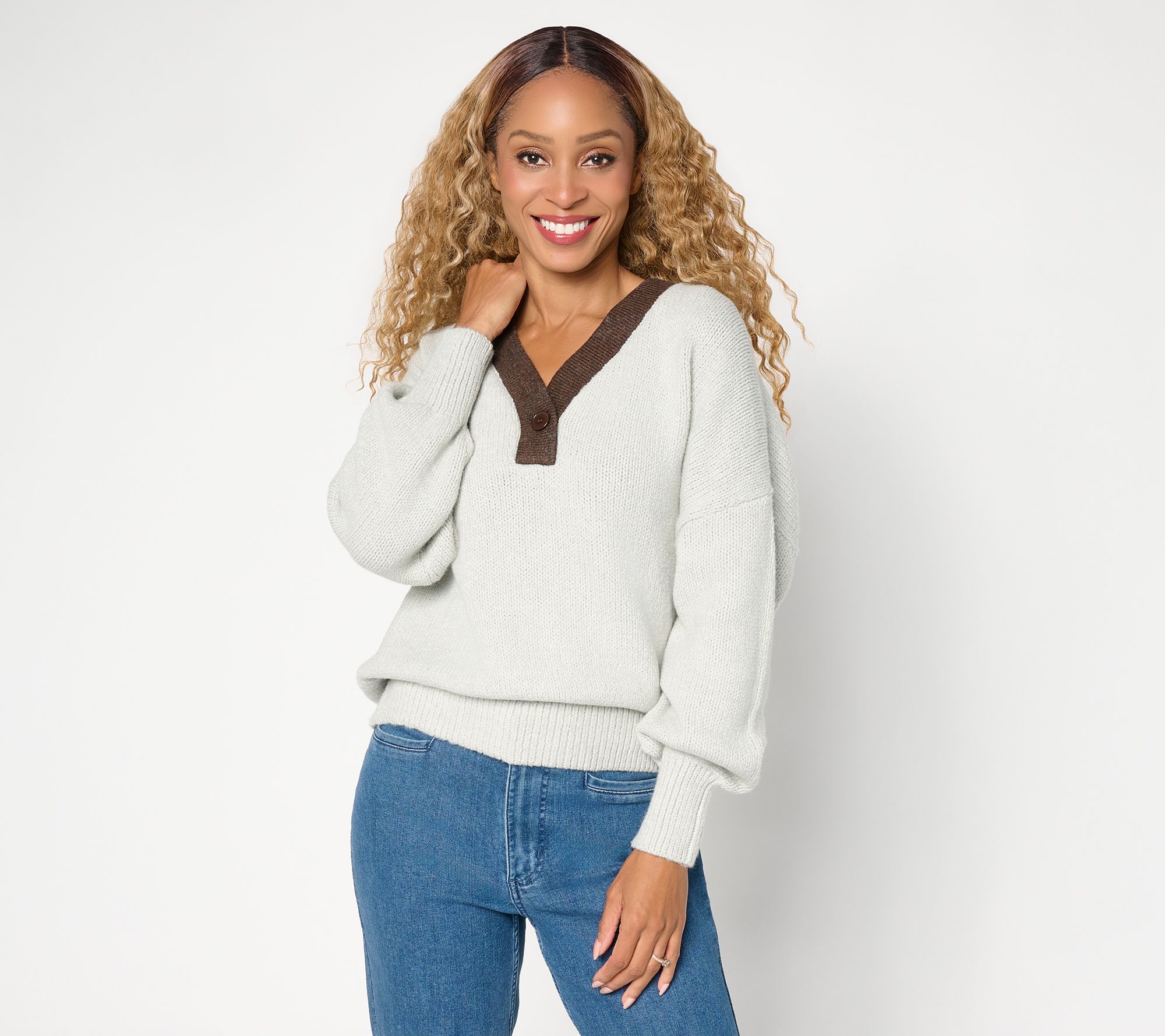 Lola by Laurie Felt Relaxed VNeck Sweater