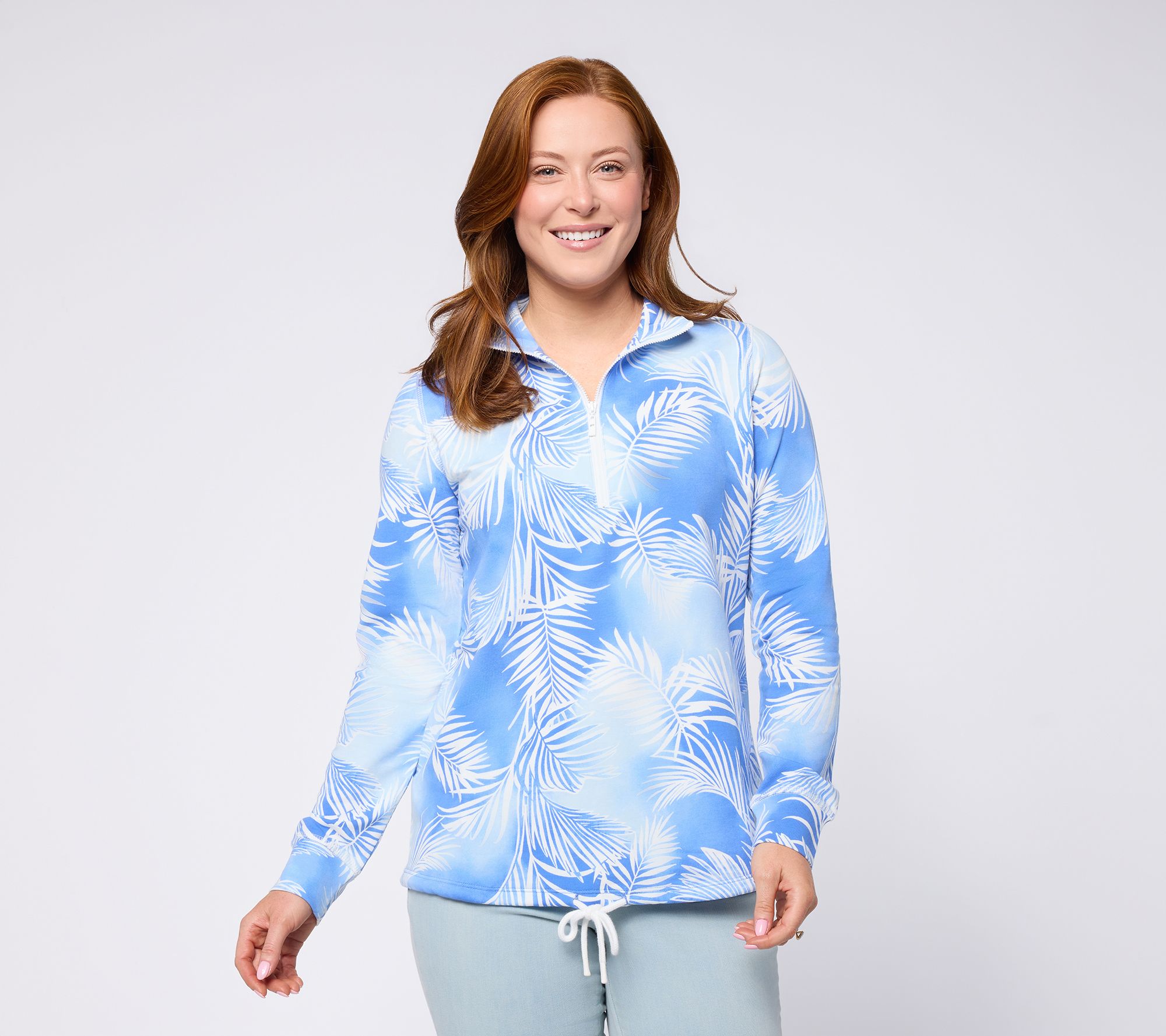"As Is" Belle Body by Kim Gravel French Terry Pop of White Half Zip
