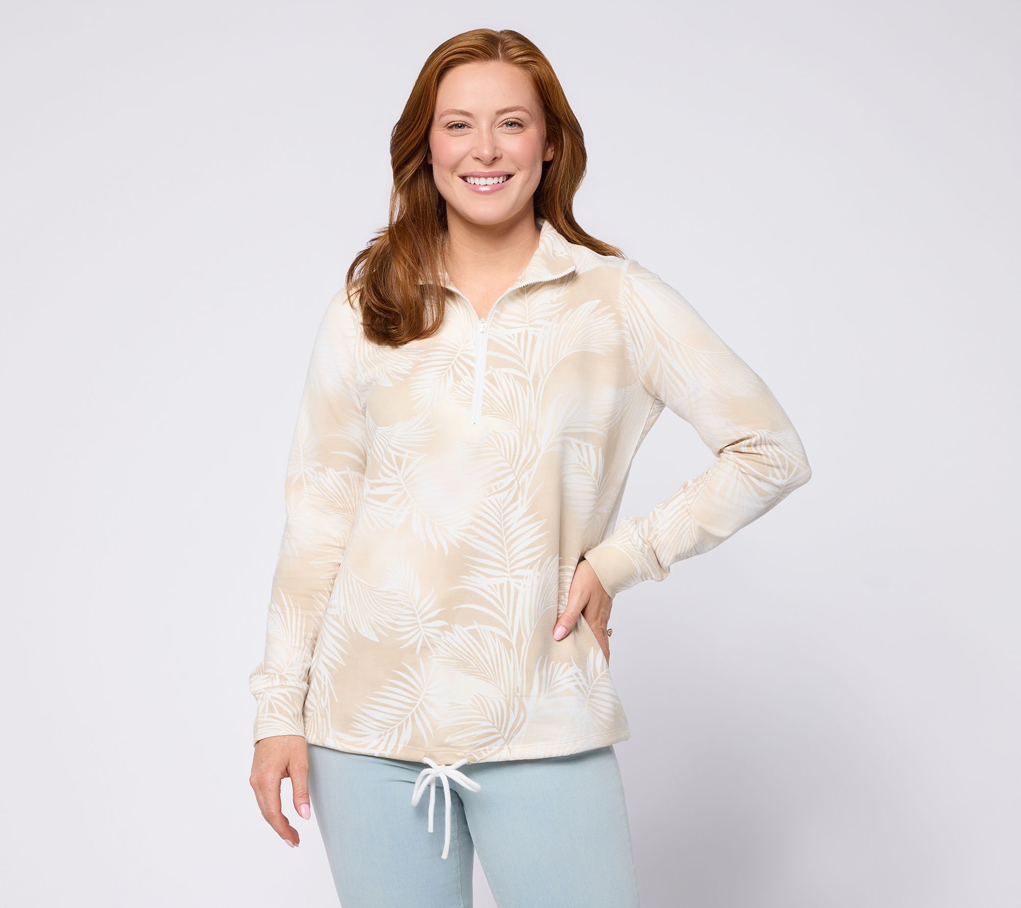 "As Is" Belle Body by Kim Gravel French Terry Pop of White Half Zip