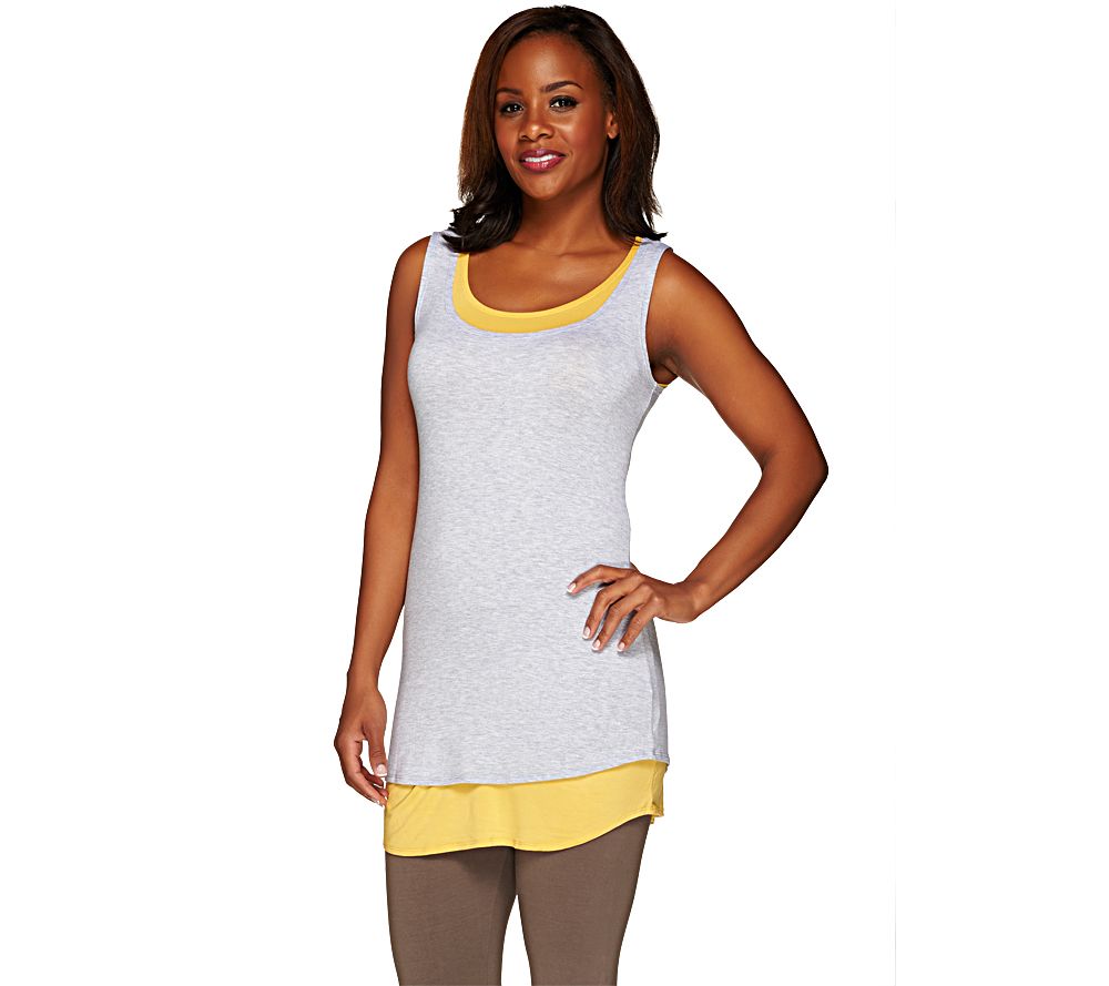 Logo By Lori Goldstein Heather And Solid Knit Tank Twin Set