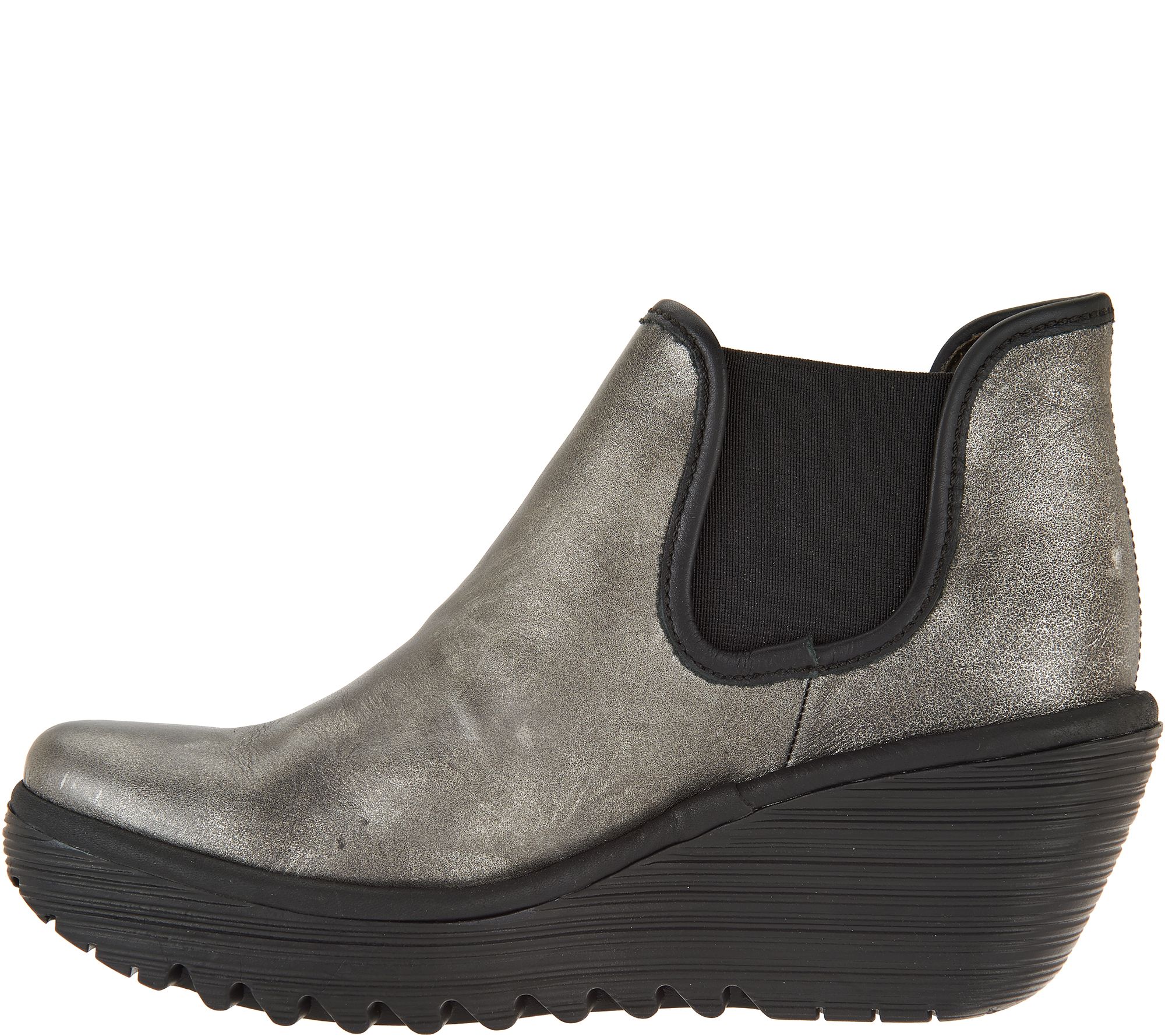 FLY London Leather Slip-on Wedge Boots - Yat - QVC.com