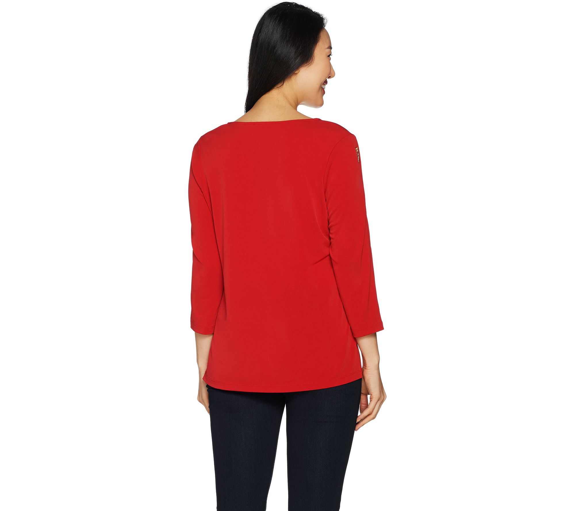 Susan Graver Liquid Knit Top With Zipper Detail