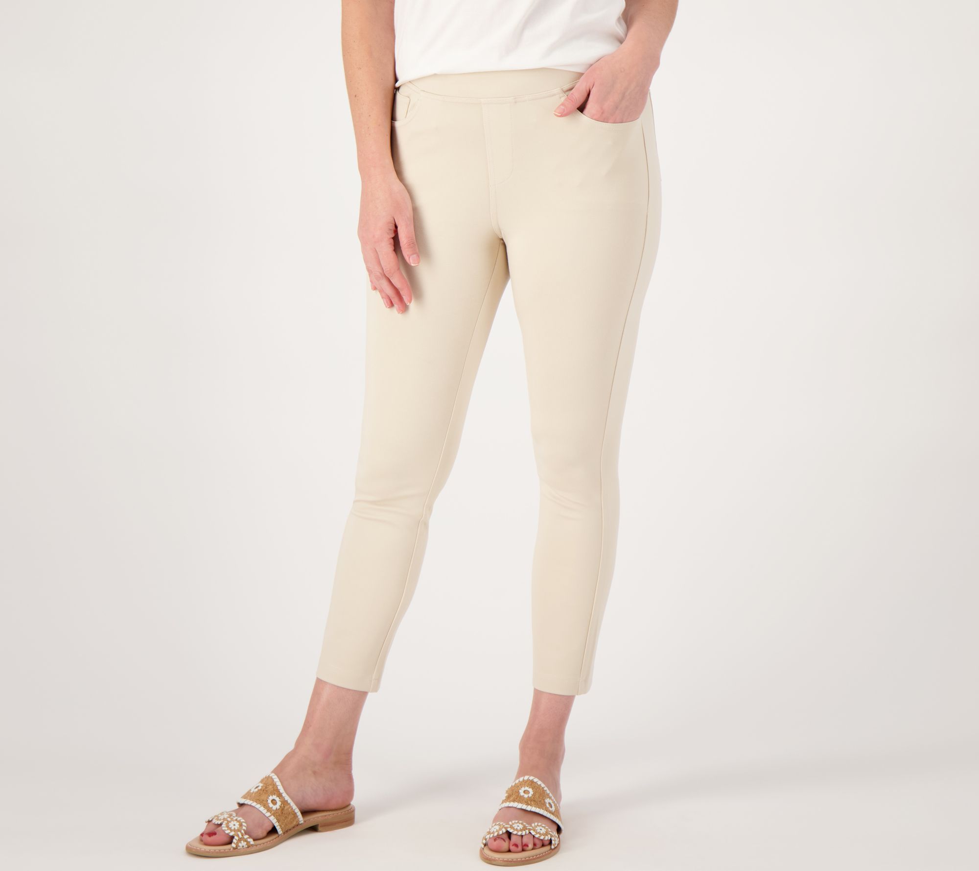 Belle by Kim Gravel Regular Ponte 5 Pocket Slim Cropped Pants