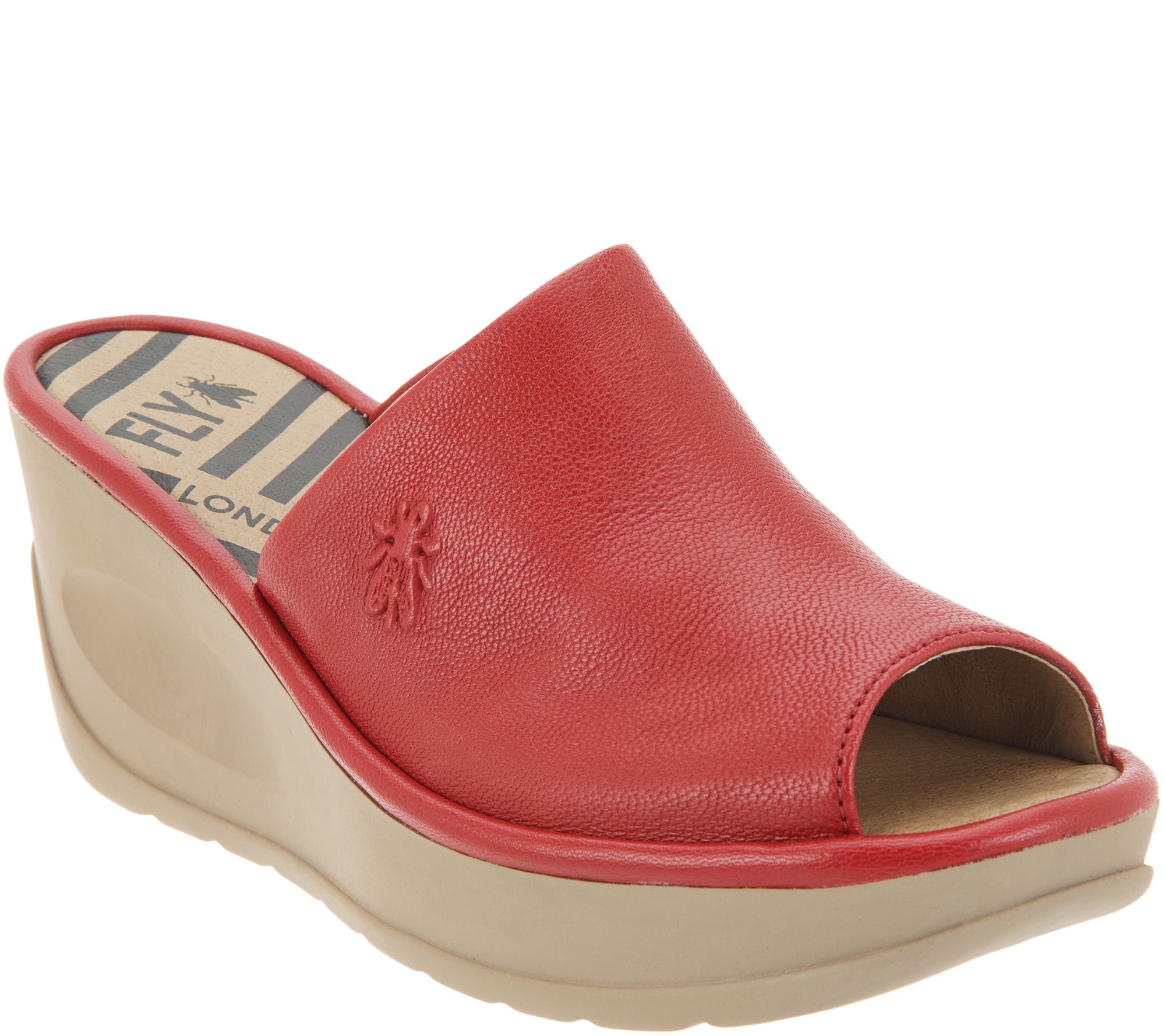 FLY London Leather Slip On Wedges - Jamb - QVC.com