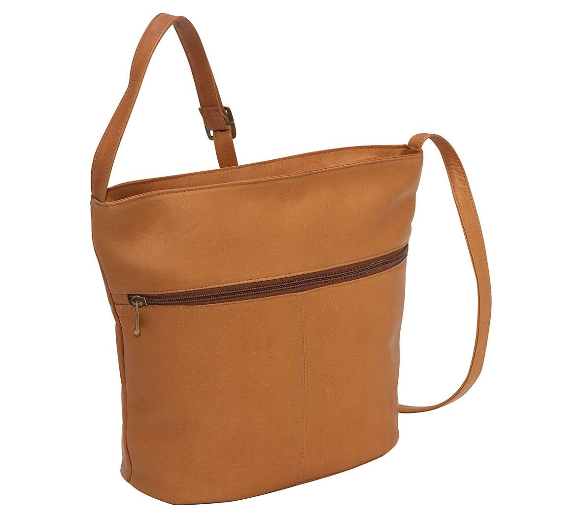 LeDonne Leather Double Strap Medium Pocket Tote Bag 