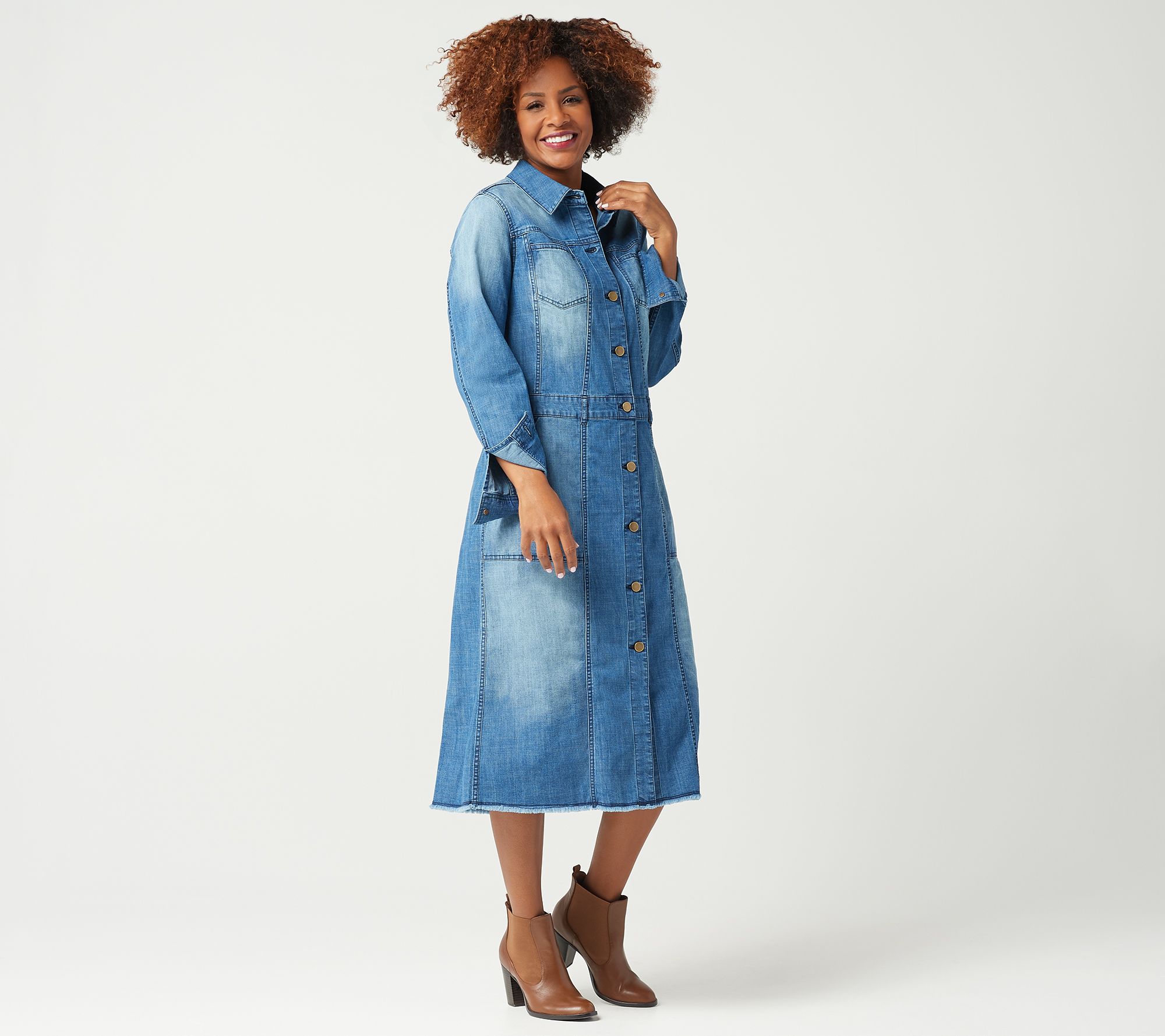 denim duster outfit