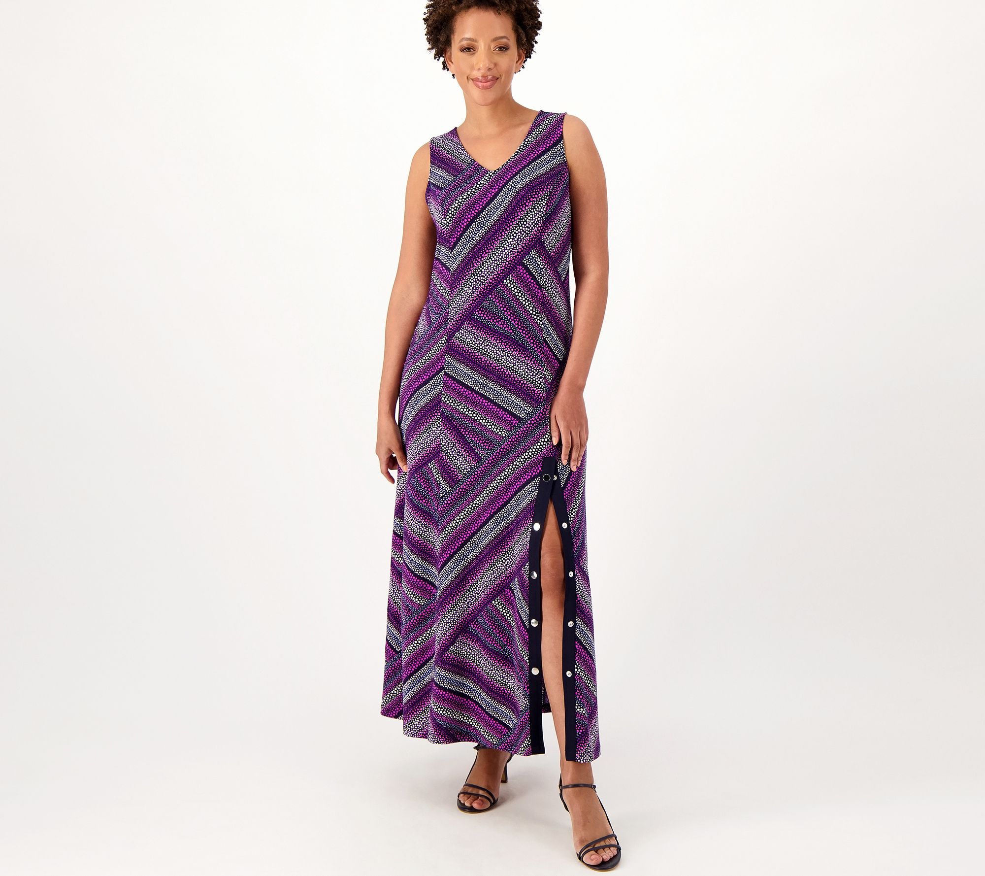 Susan Graver Petite Solid or Printed Liquid Knit Maxi Dress - QVC.com