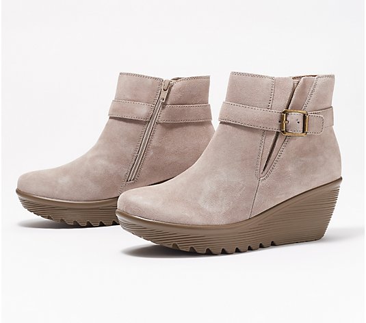 Skechers Suede Parallel Wedge Ankle Boots - Day Date