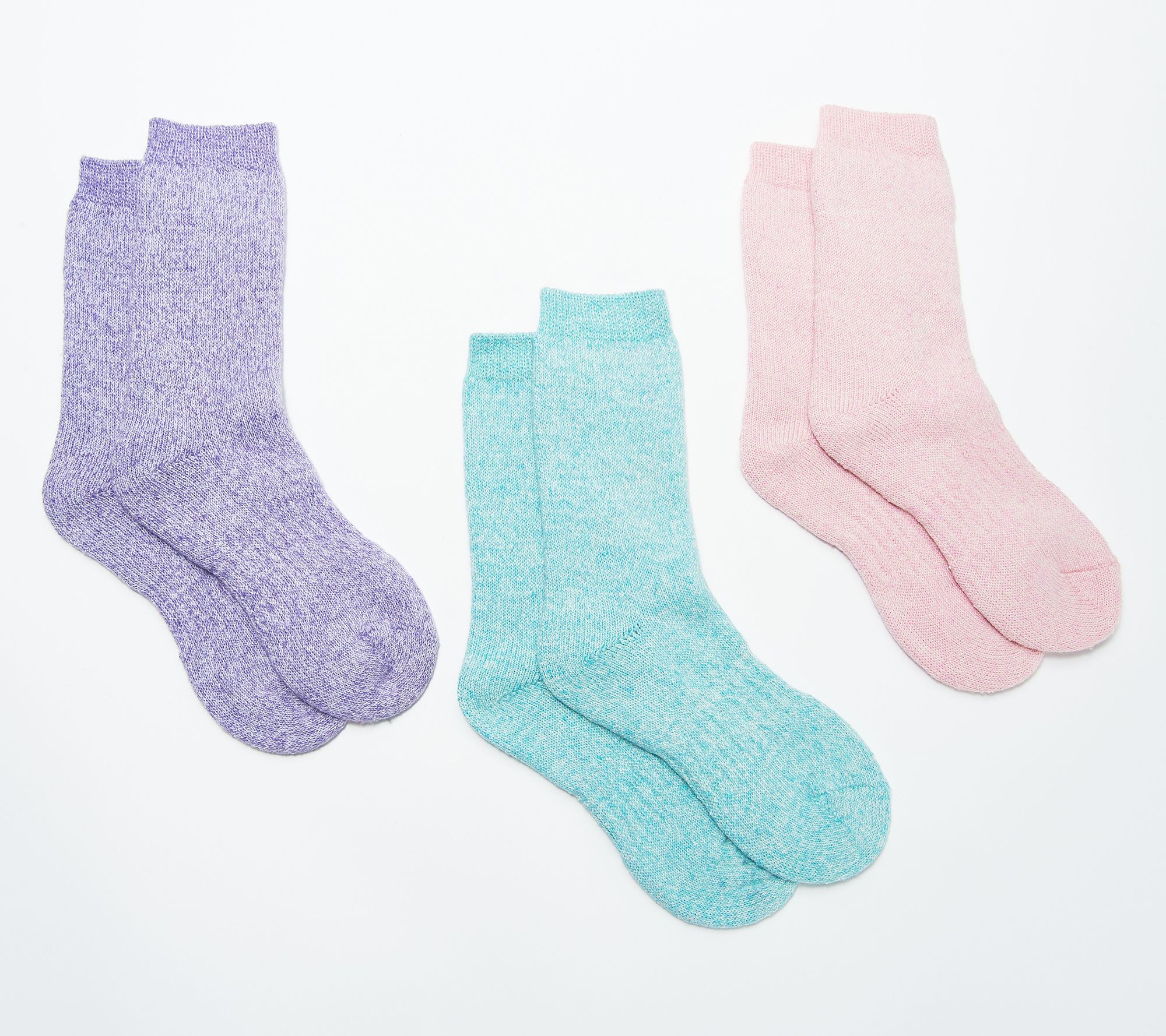 MUK LUKS Wool-Blend Boot Socks Set of 3 - QVC.com