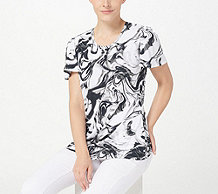 Laurie Felt Flutter Sleeve Tee Shirt Printed & Solid - A396230