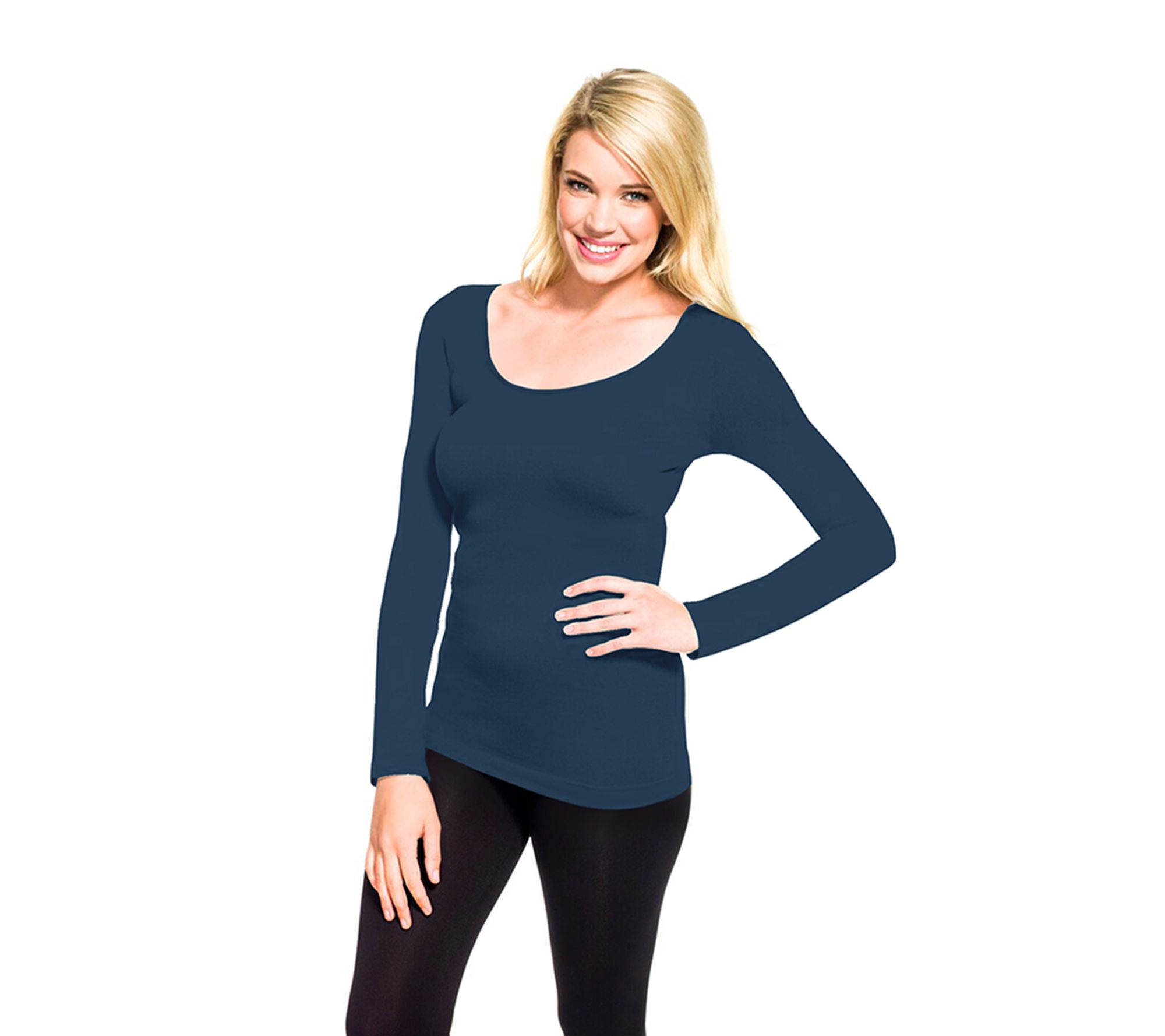 skinnytees Missy Long Sleeve Scoop Neck