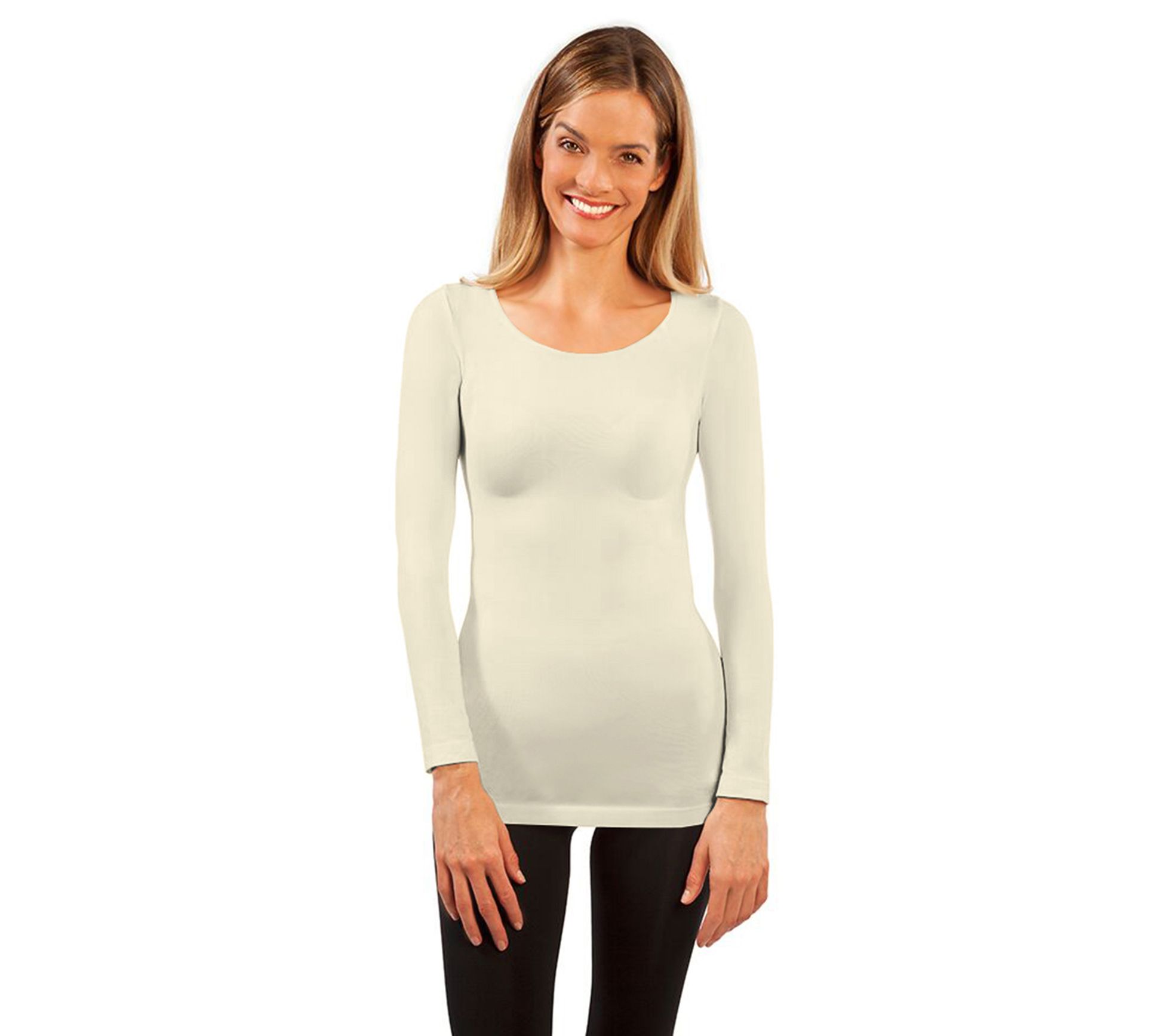 skinnytees Missy Long Sleeve Scoop Neck