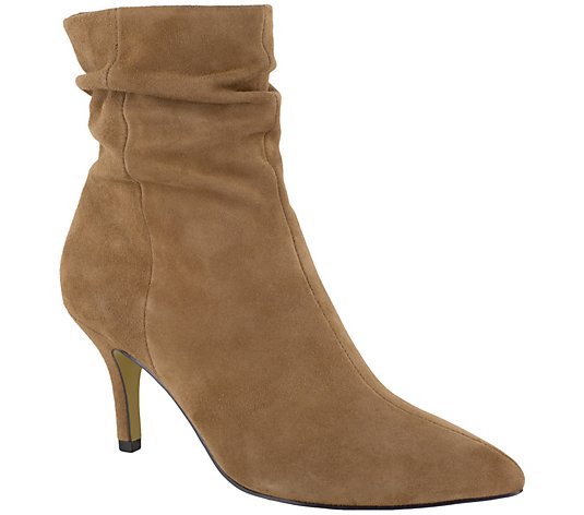Bella Vita Leather Pointed-Toe Ruched Boots - Danielle