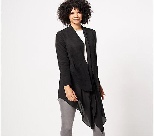 Truth + Style Mix Media Suede High Low Hem Jacket