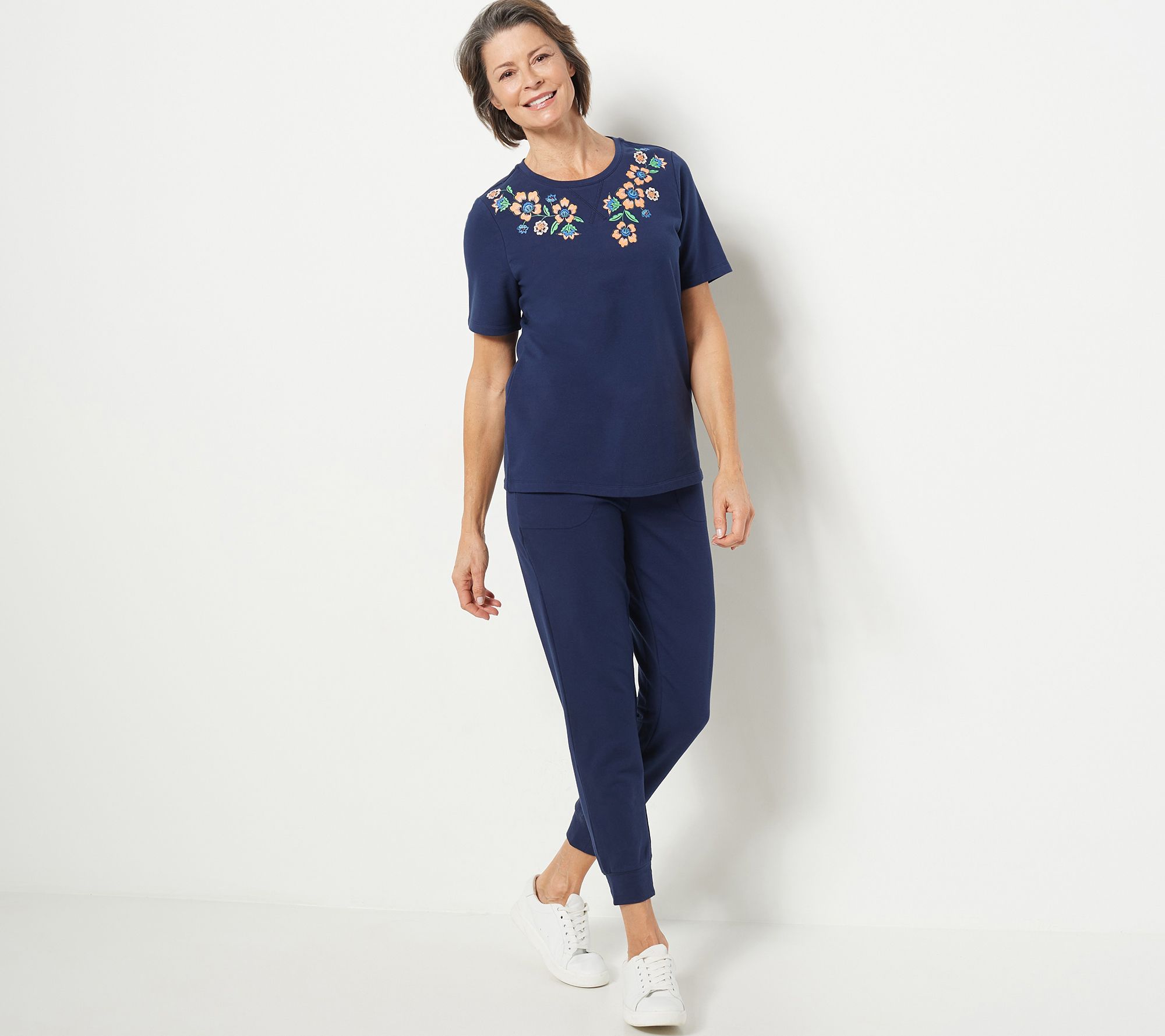 Short-Sleeve French Terry Pyjama Top, R Line, Regular