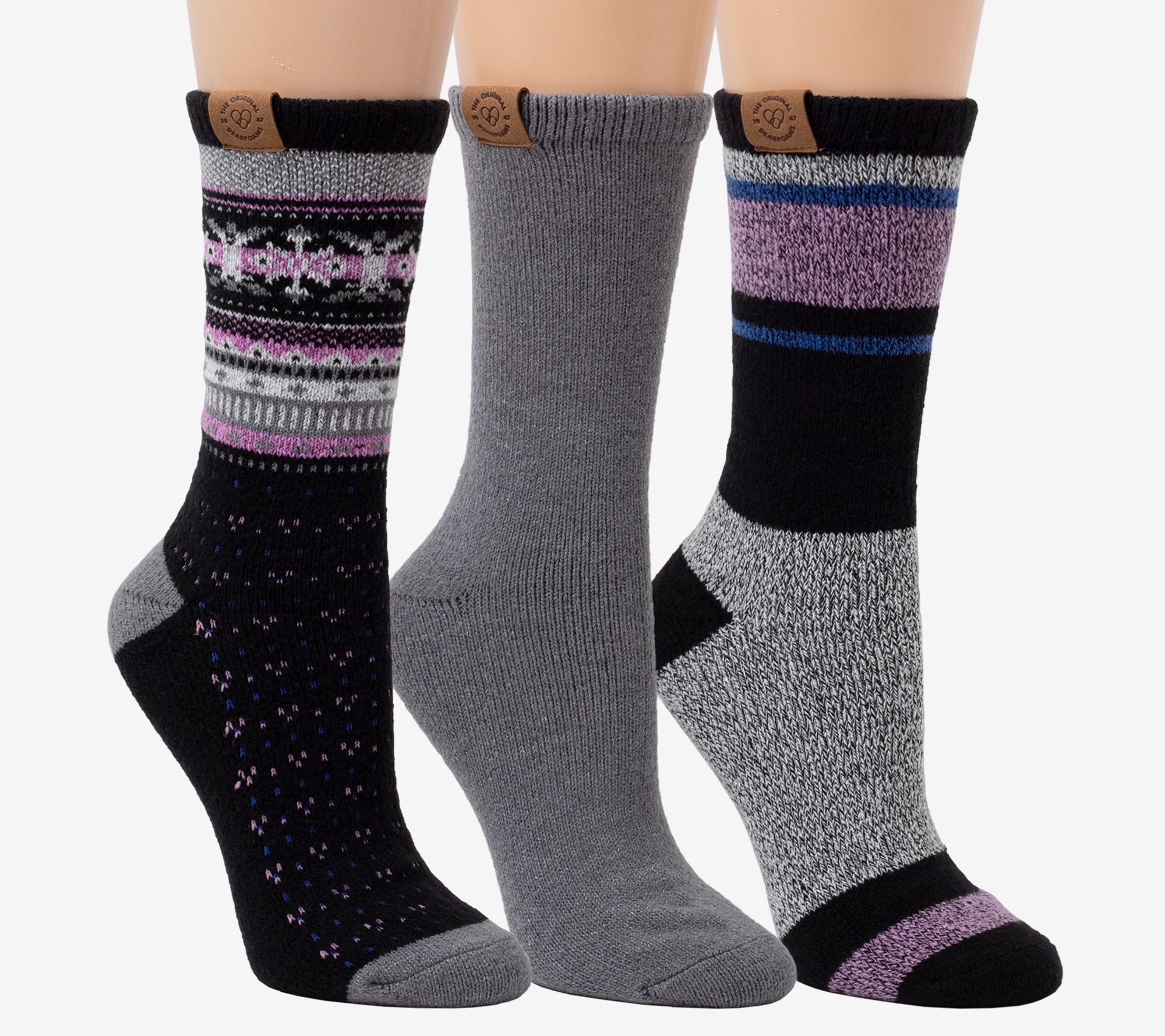 Dearfoams 3 Pack Fairilse & Colorblock Wool Boo Socks