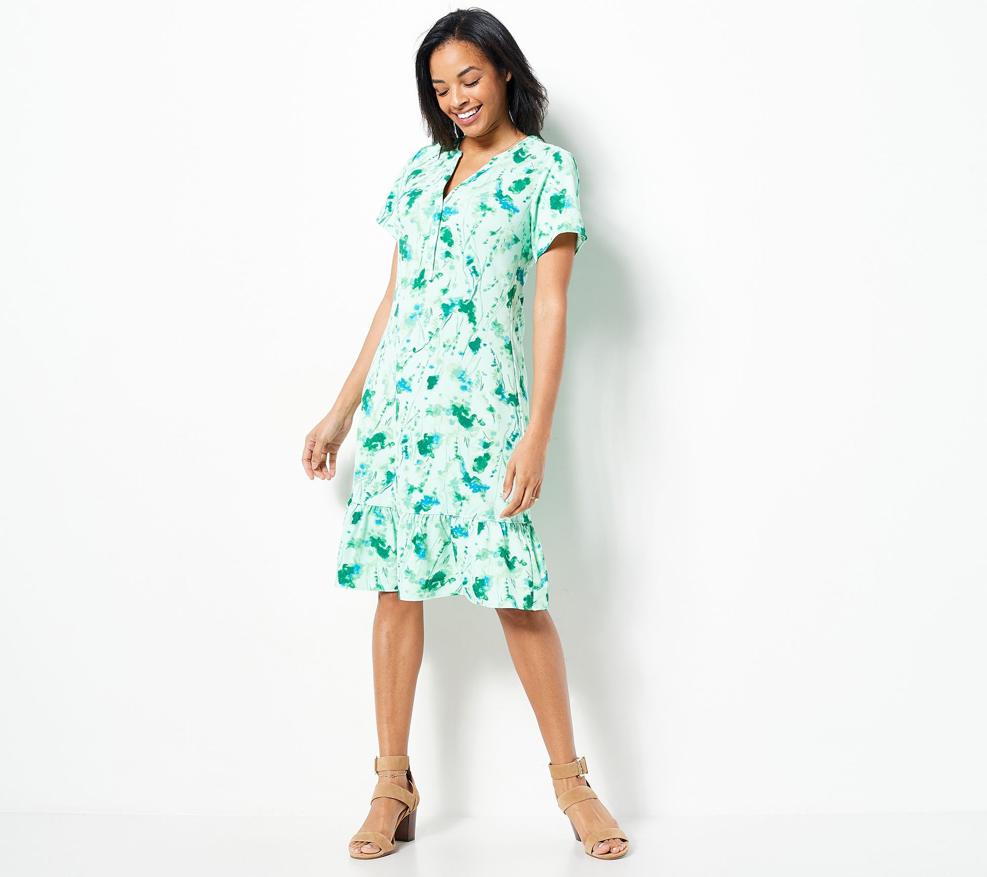 As Is Isaac Mizrahi Live! Petite Printed Pebble Knit Dress 