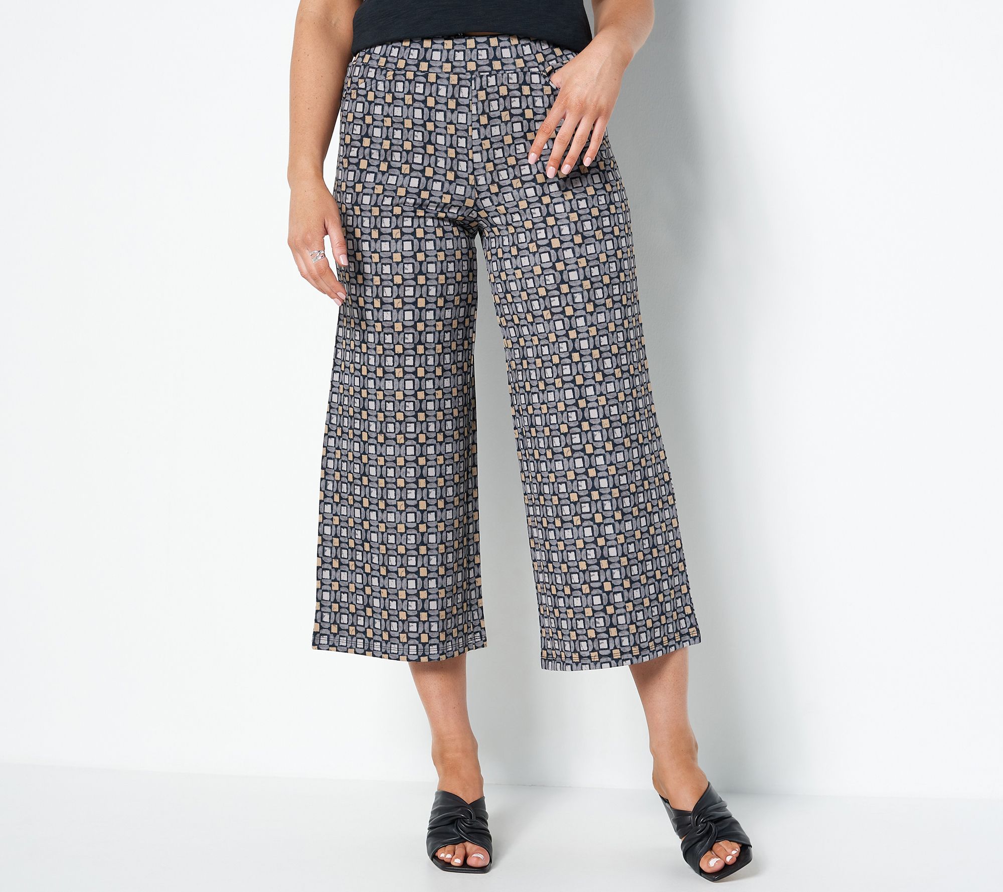 "As Is" Isaac Mizrahi Live Tall Mixed Print Pebble Knit Pant