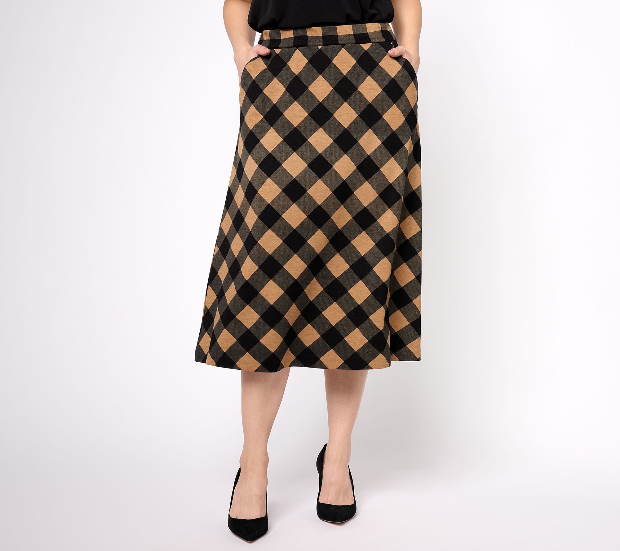 Isaac Mizrahi Live! Regular Printed Ponte Pull On Midi Skirt