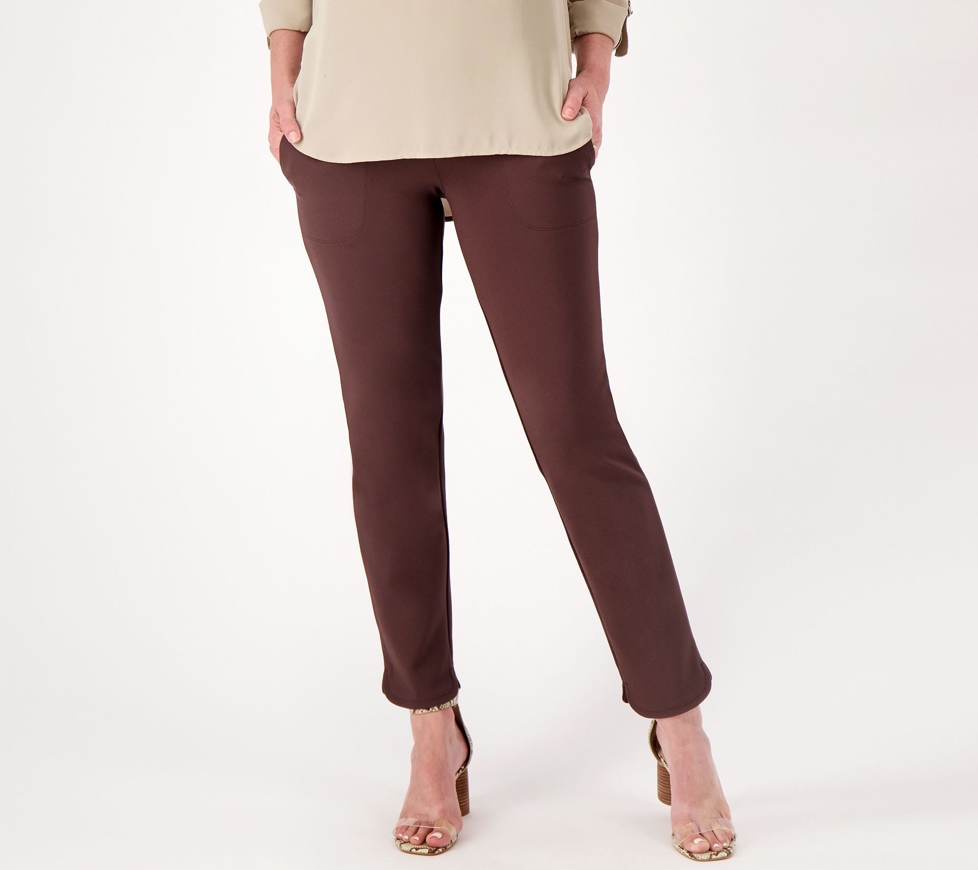 As Is Women with Control Tall Luxe Ponte Tummy Control Ankle Pants 