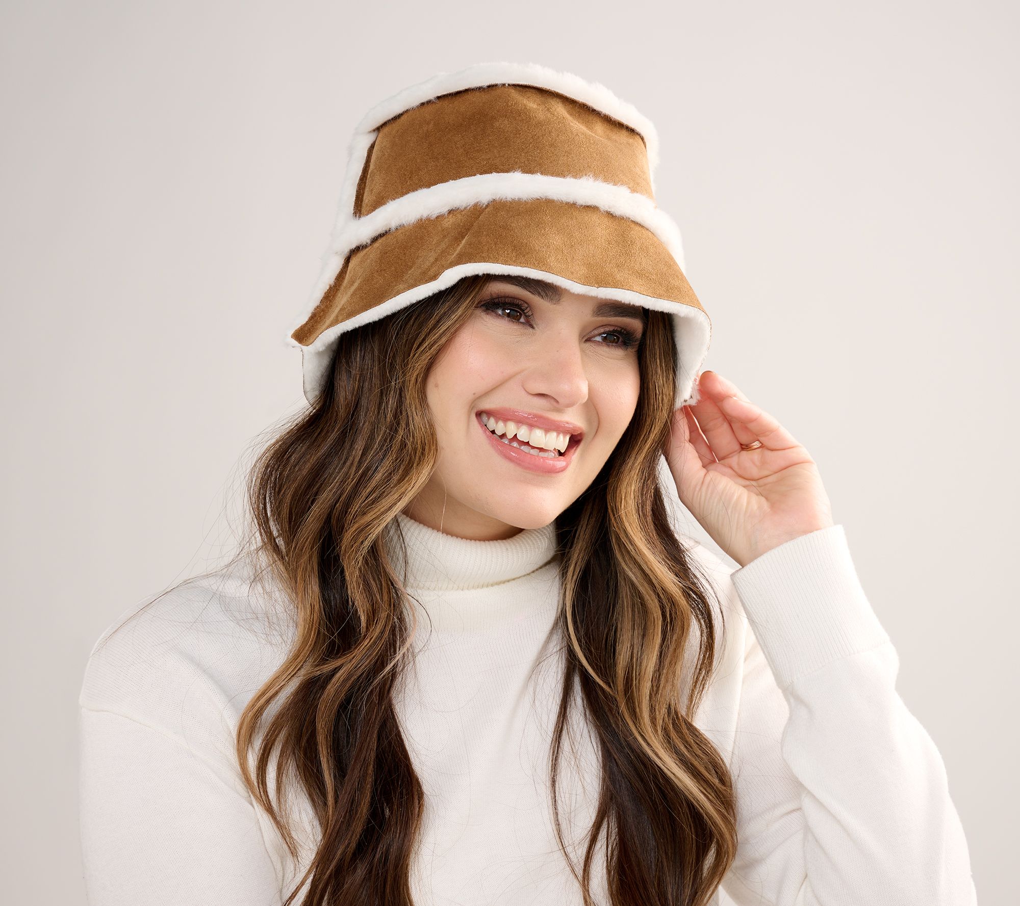 "As Is" Sprigs Faux Fur/Suede Floppy Hat