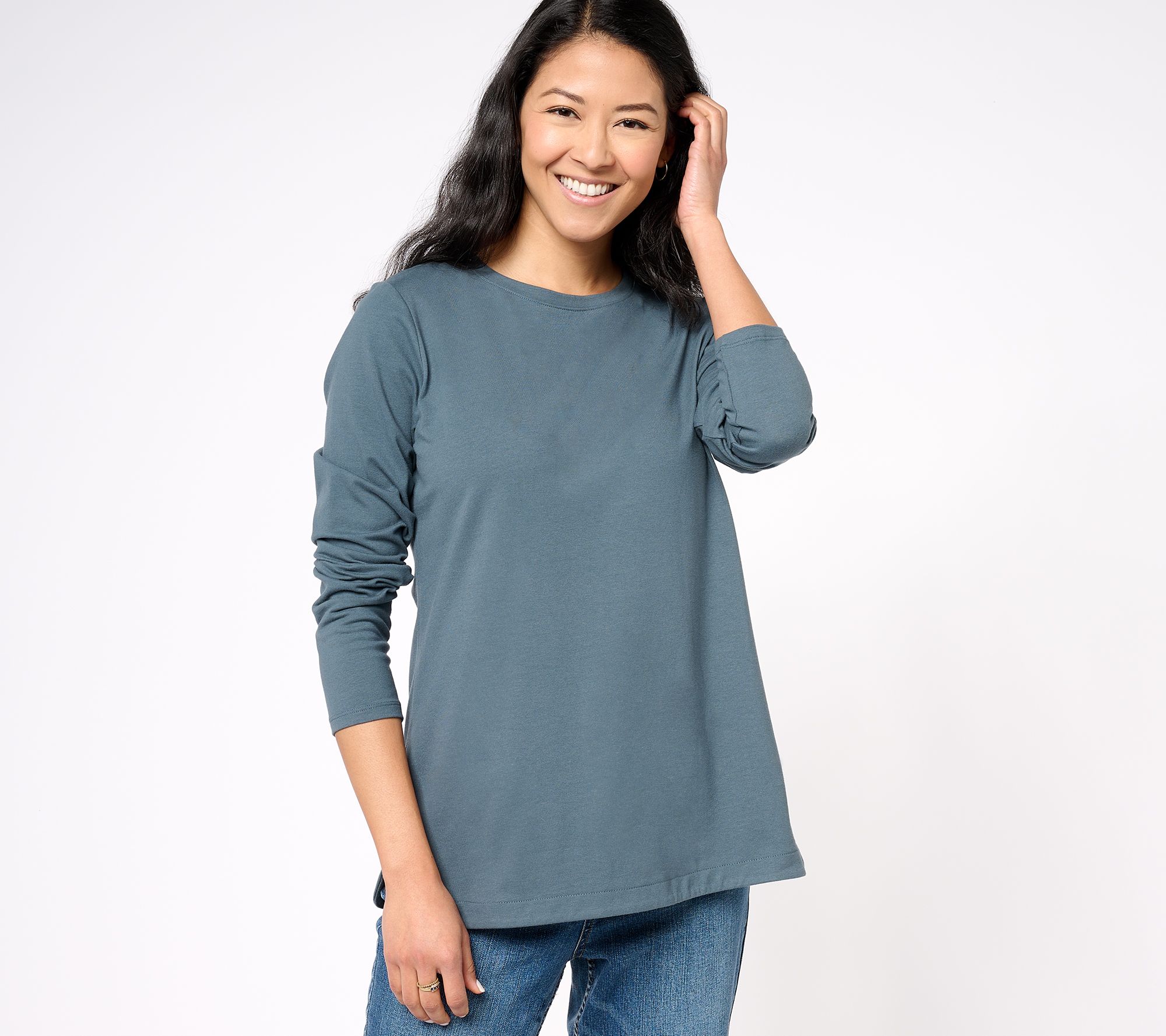 Denim & Co. Essentials Perfect Jersey Crew Neck Tunic