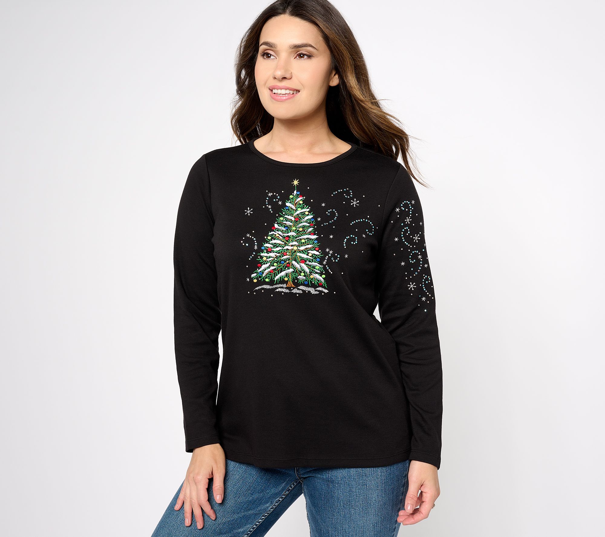 Quacker Factory White Christmas Long-Sleeve Top