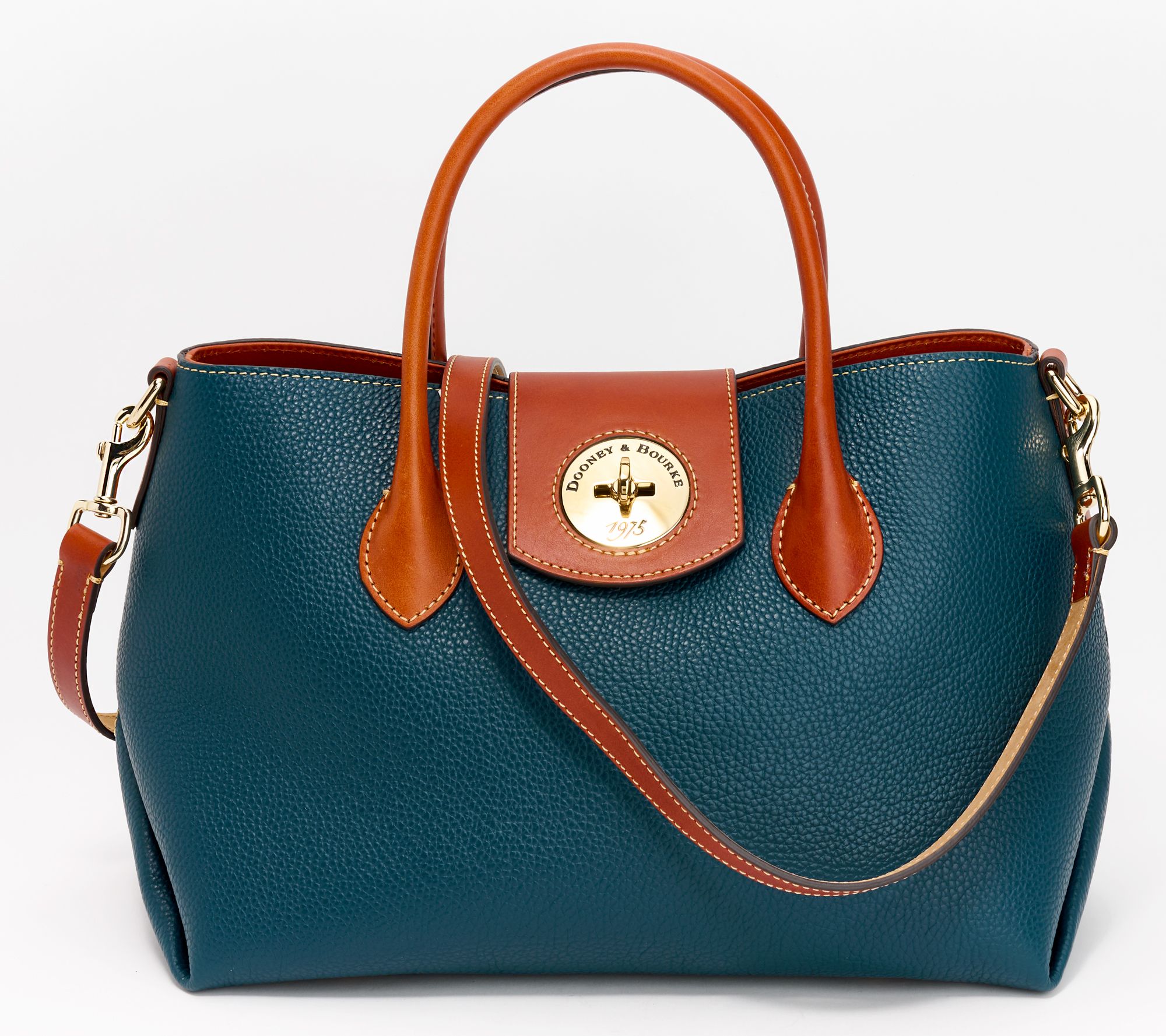 Dooney Bourke Turnlock Leather Handle Tote QVC