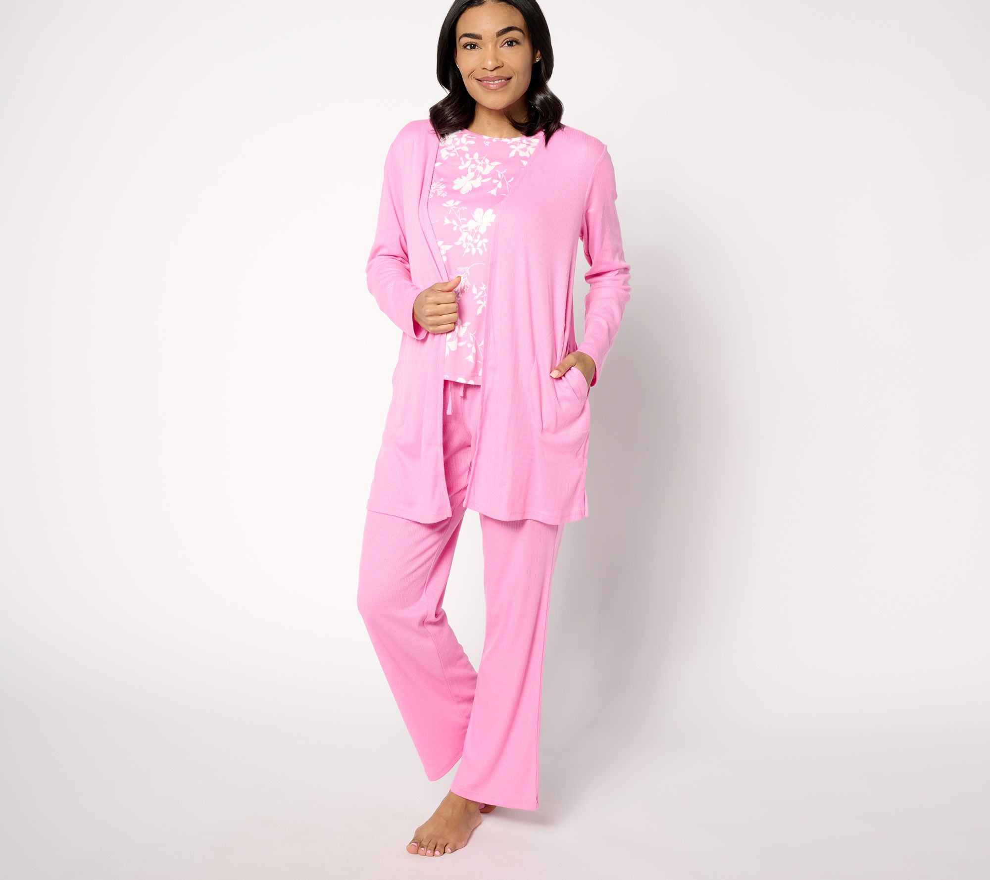 MUK LUKS Cloud Knit and Ribbed Knit Three Piece Lounge Set - QVC.com